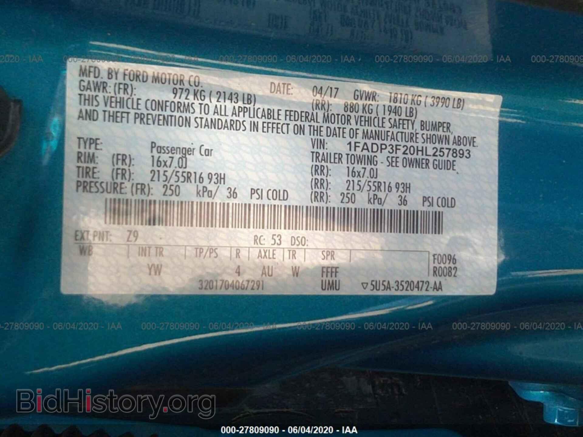 2017 FORD FOCUS - VIN: 1FADP3F20HL257893 - Photo 9