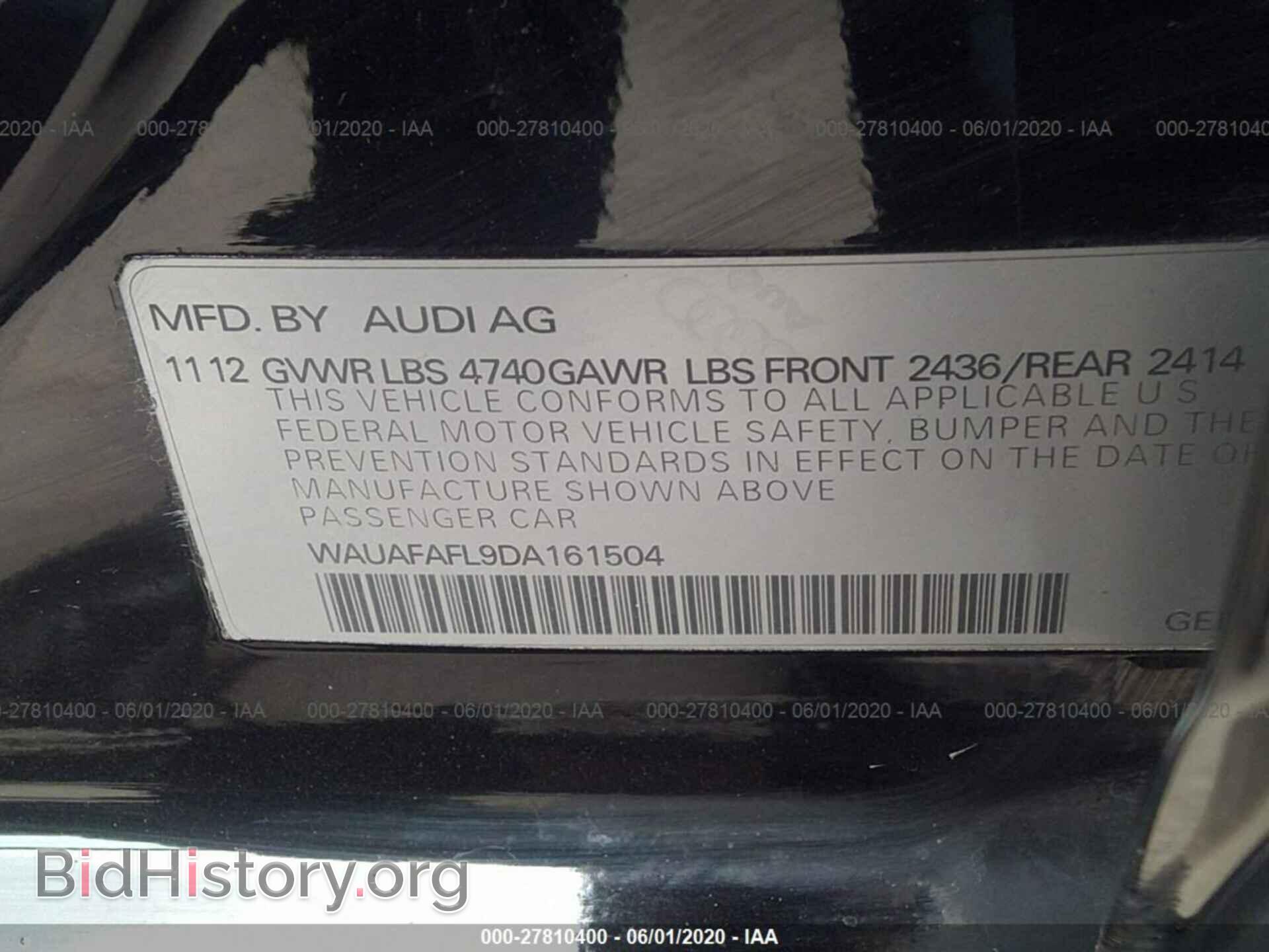 2013 AUDI A4 - VIN: WAUAFAFL9DA161504 - Фото 9