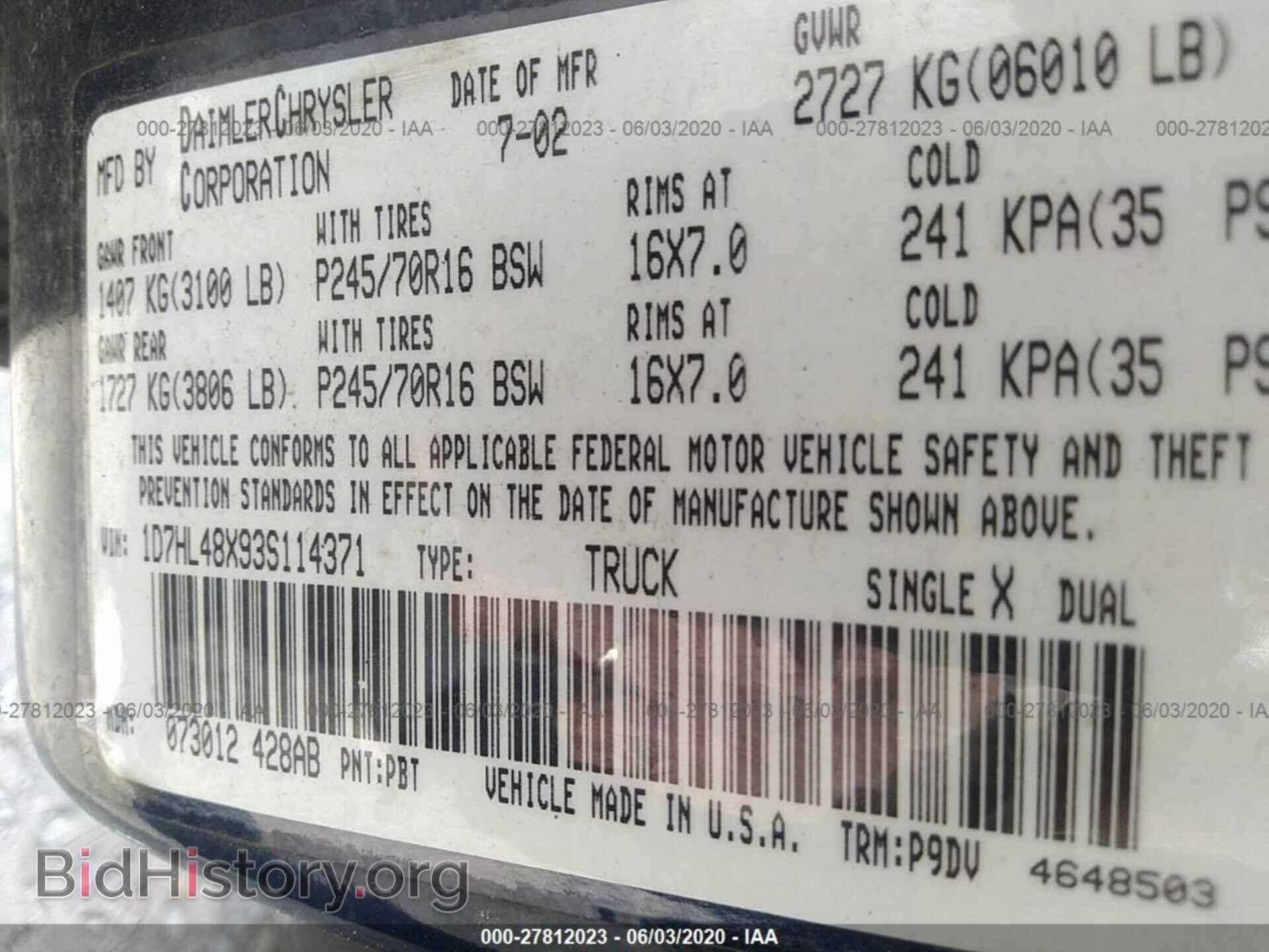 2003 DODGE DAKOTA - VIN: 1D7HL48X93S114371 - Фото 9