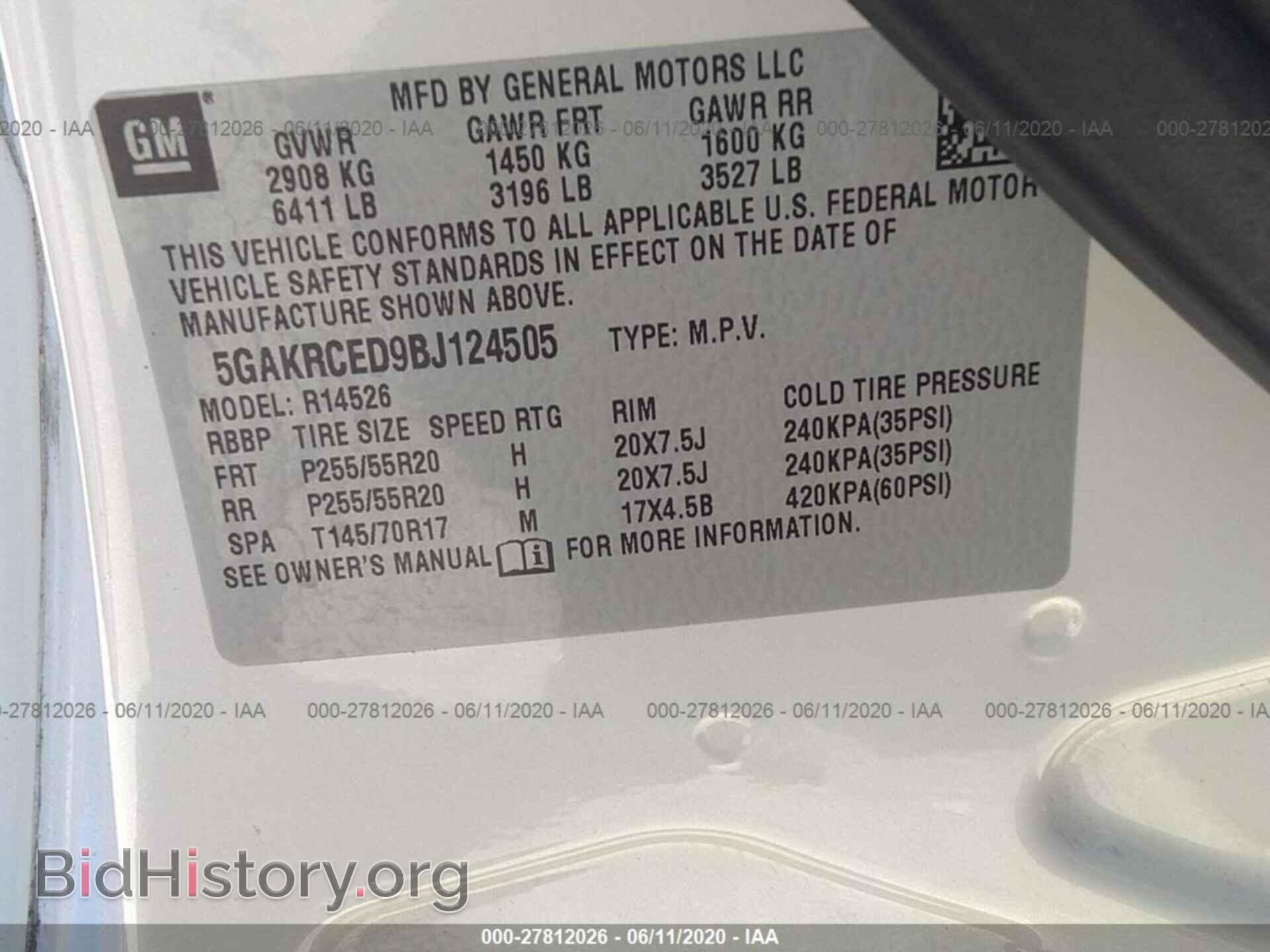 2011 BUICK ENCLAVE - VIN: 5GAKRCED9BJ124505 - Фото 9