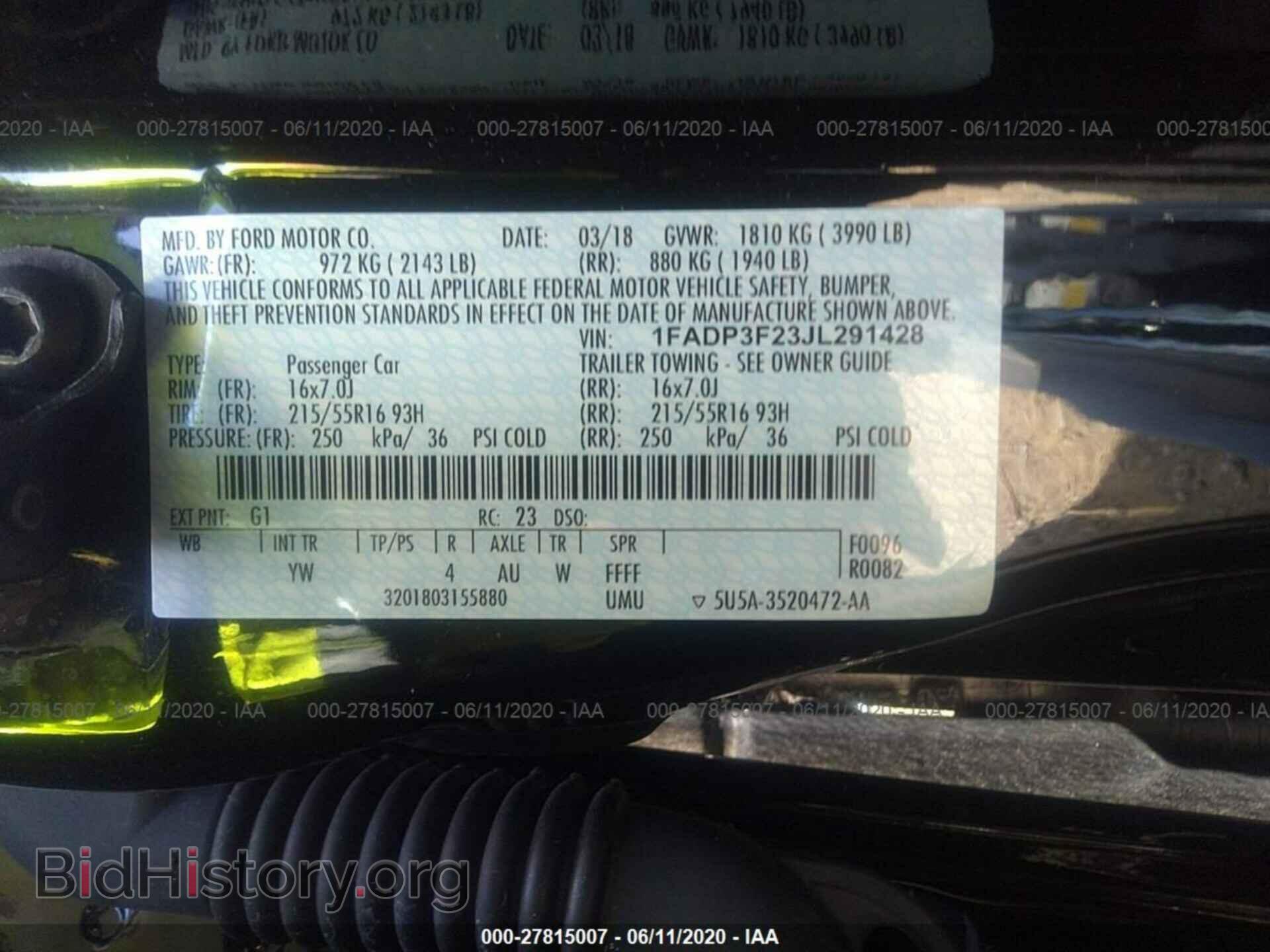 2018 FORD FOCUS - VIN: 1FADP3F23JL291428 - Фото 9