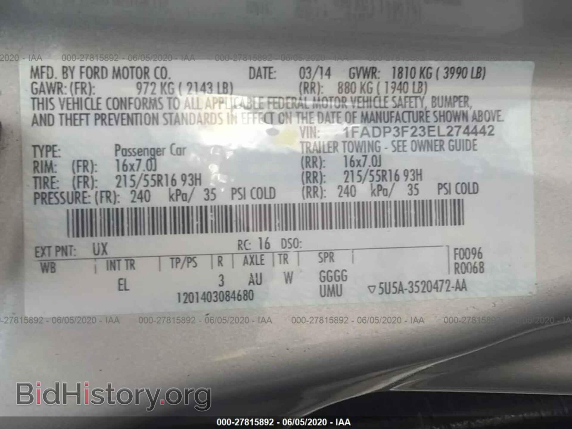2014 FORD FOCUS - VIN: 1FADP3F23EL274442 - Фото 9