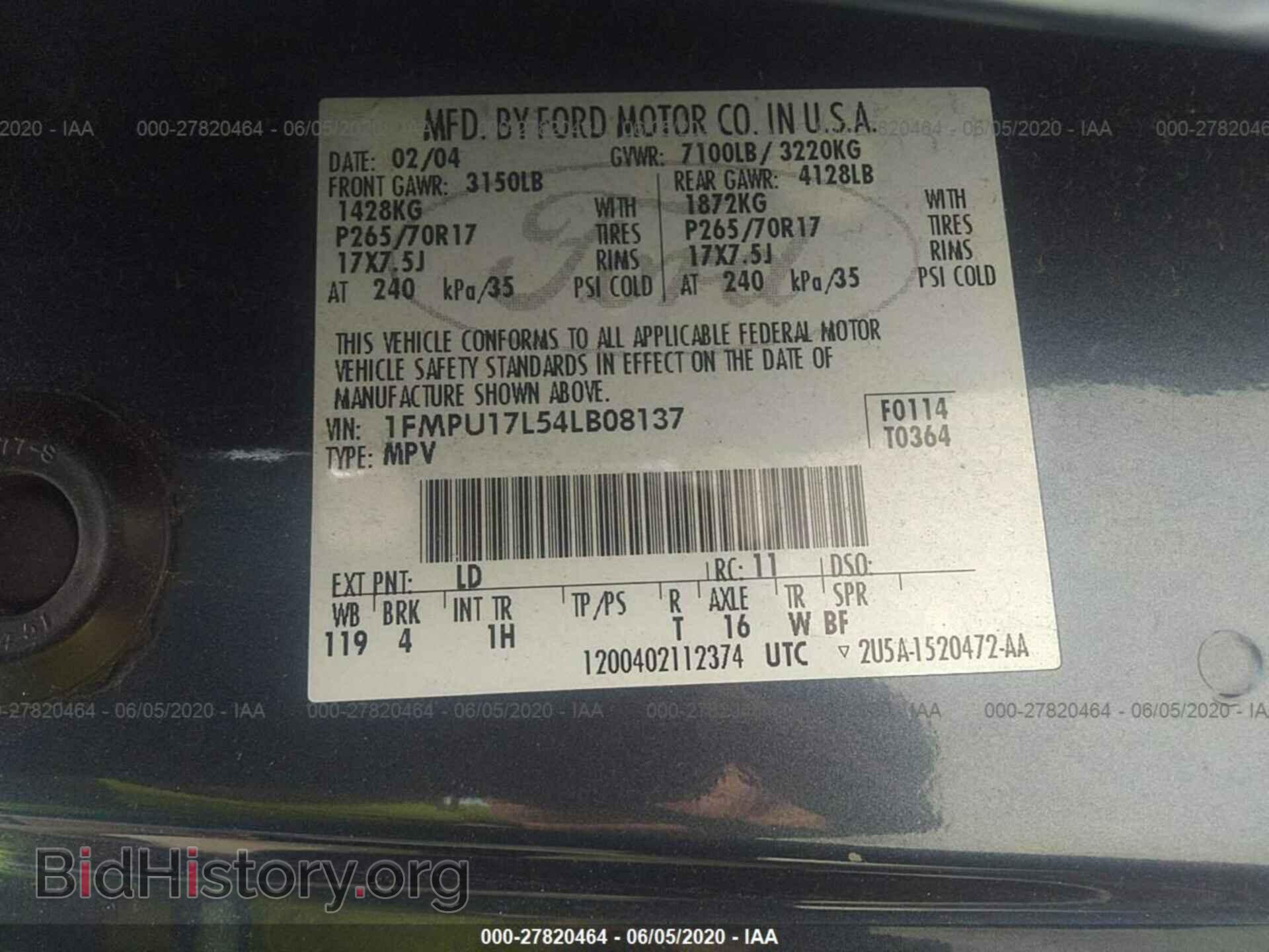 2004 FORD EXPEDITION - VIN: 1FMPU17L54LB08137 - Фото 9