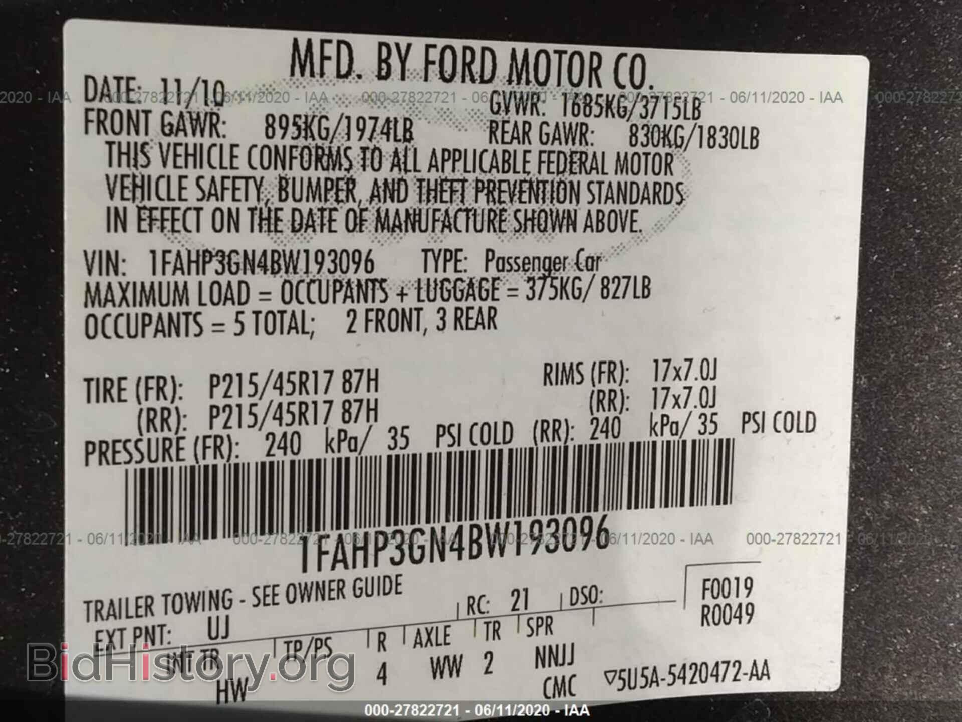 2011 FORD FOCUS - VIN: 1FAHP3GN4BW193096 - Фото 9