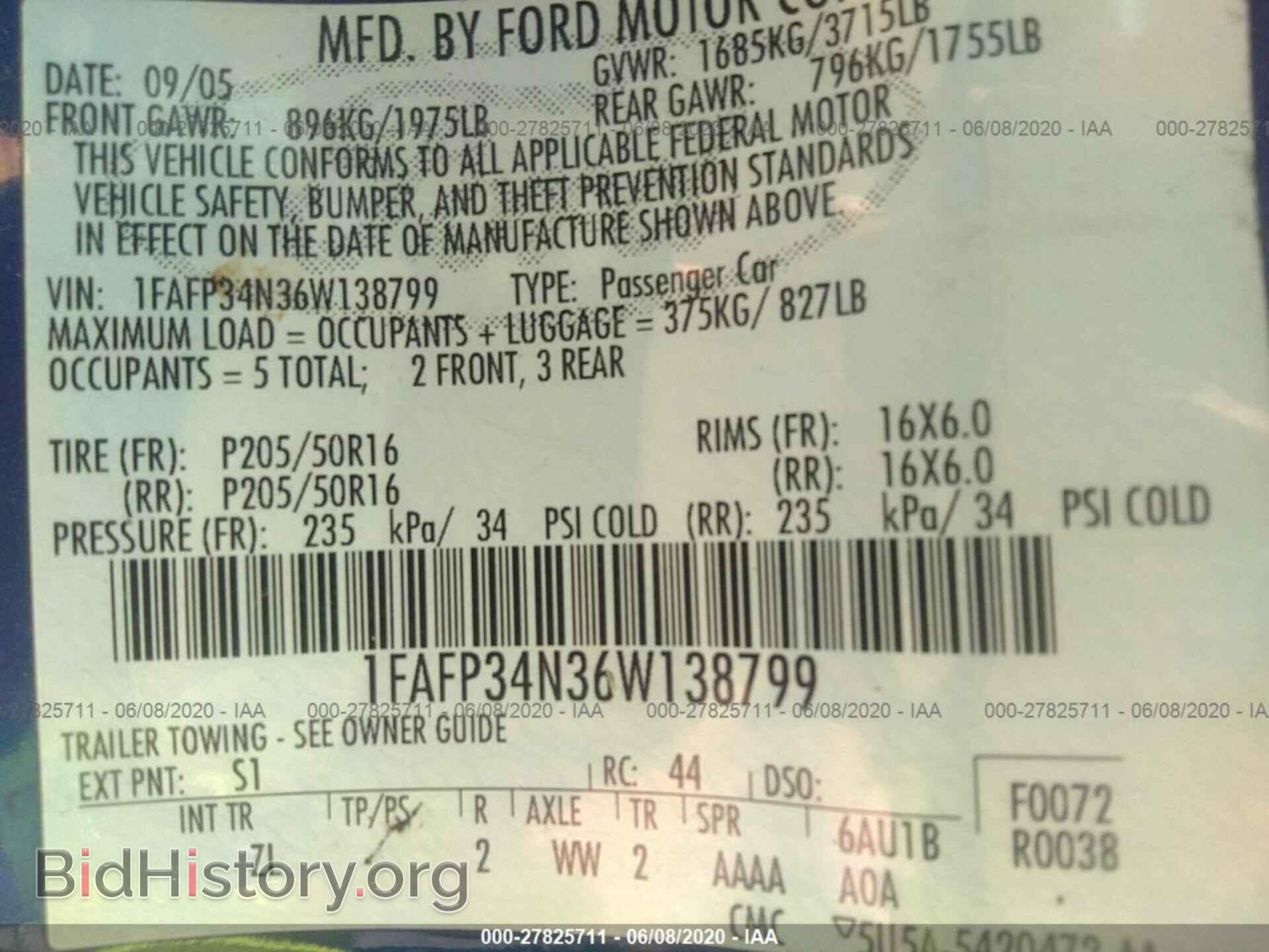 2006 FORD FOCUS - VIN: 1FAFP34N36W138799 - Фото 9