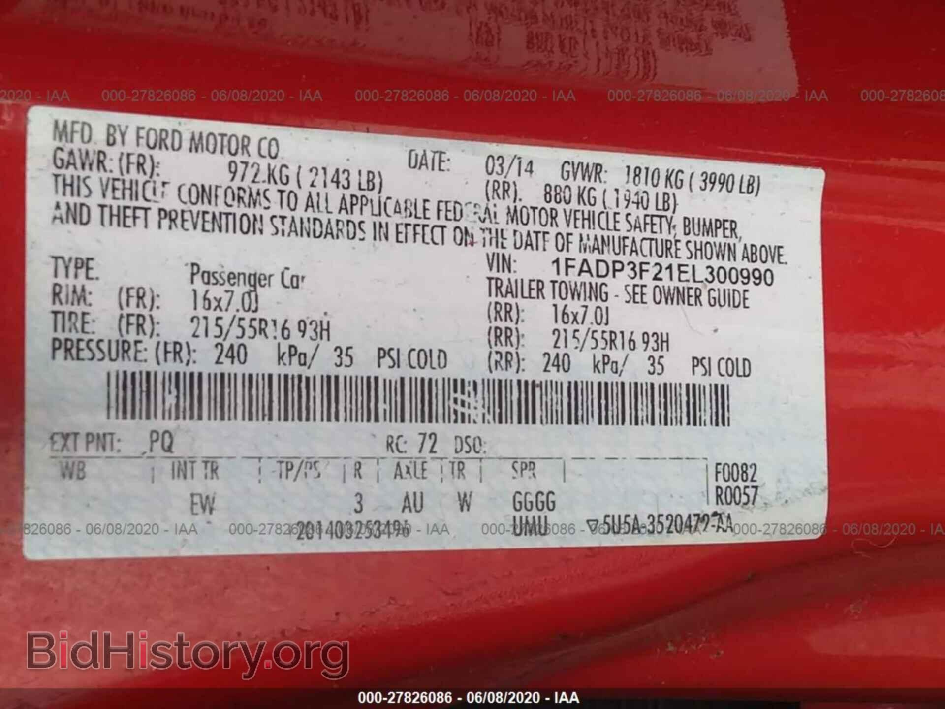 2014 FORD FOCUS - VIN: 1FADP3F21EL300990 - Фото 9