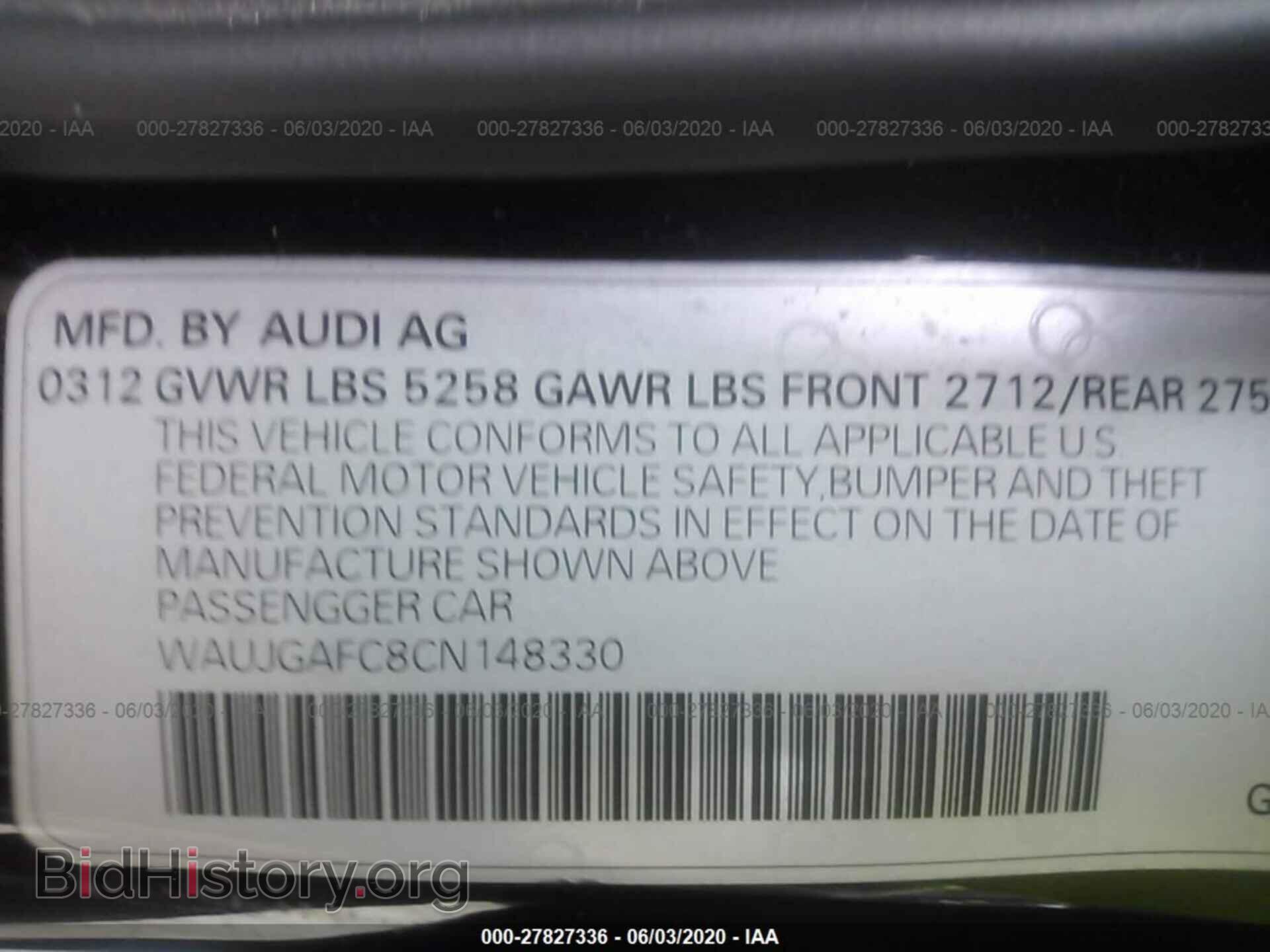 2012 AUDI A6 - VIN: WAUJGAFC8CN148330 - Фото 9
