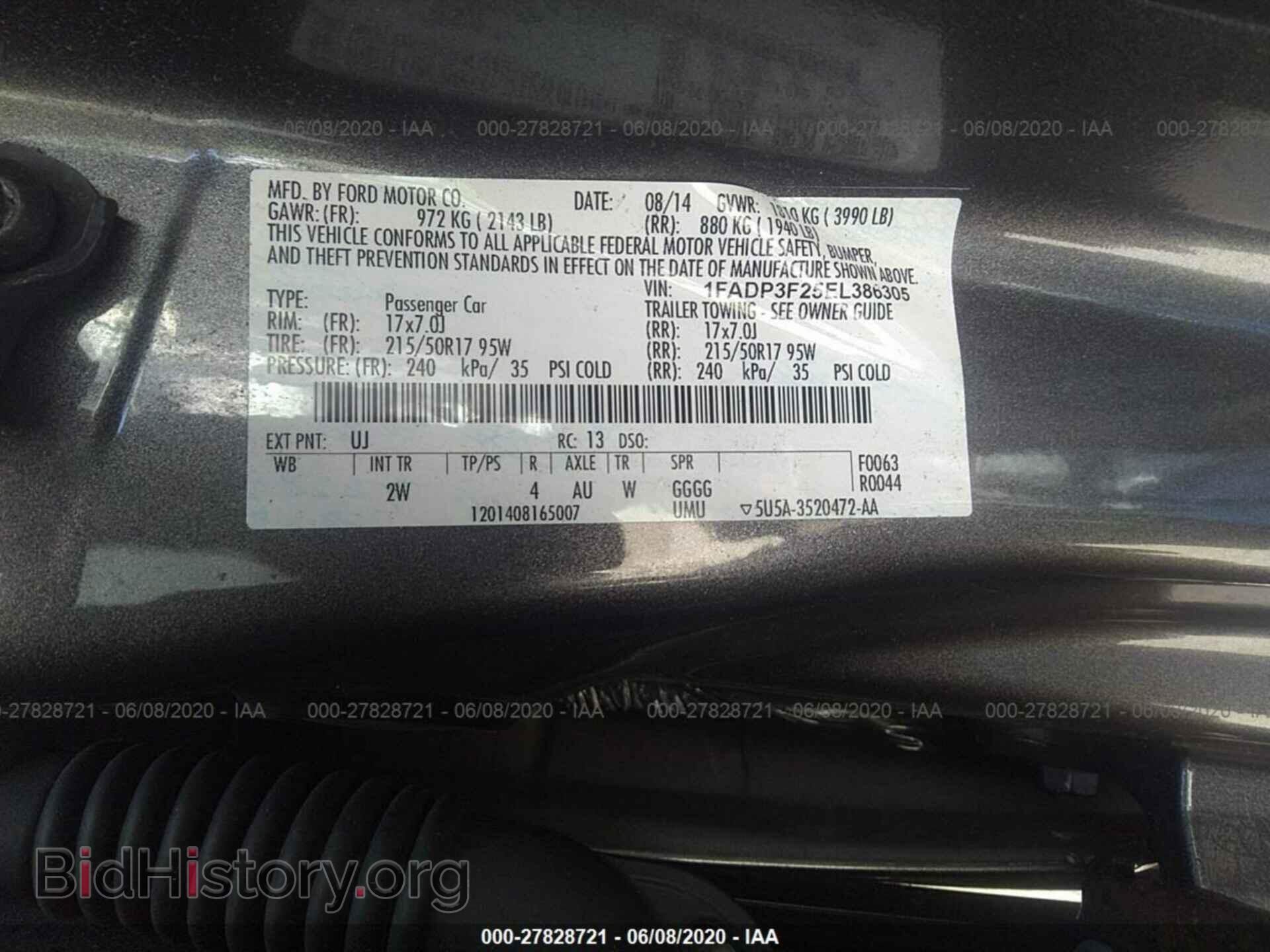 2014 FORD FOCUS - VIN: 1FADP3F25EL386305 - Фото 9