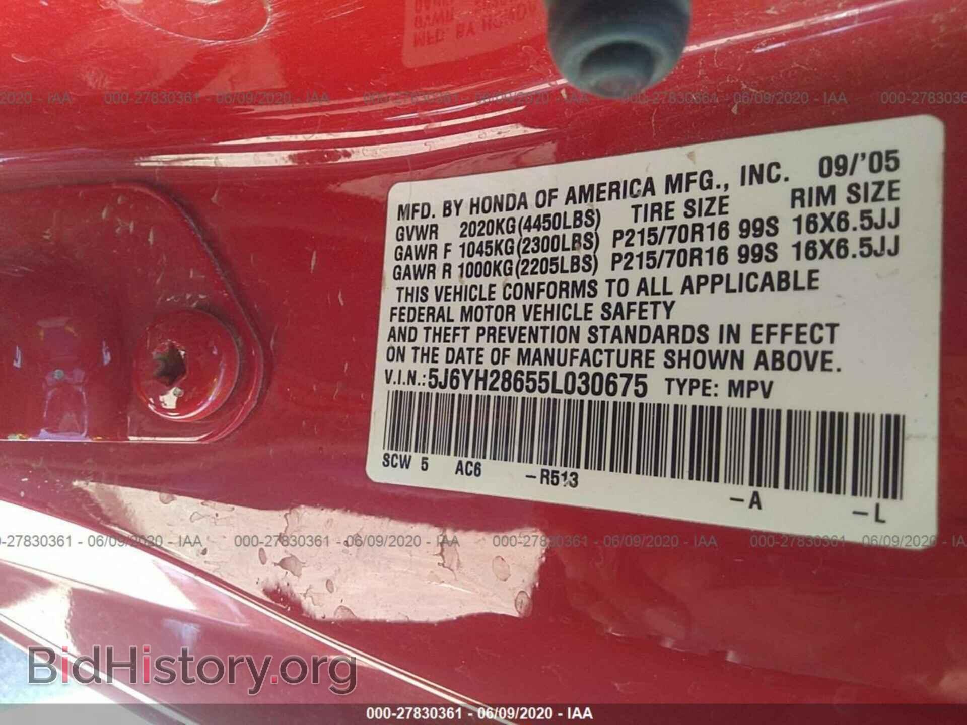 2005 HONDA ELEMENT - VIN: 5J6YH28655L030675 - Фото 9