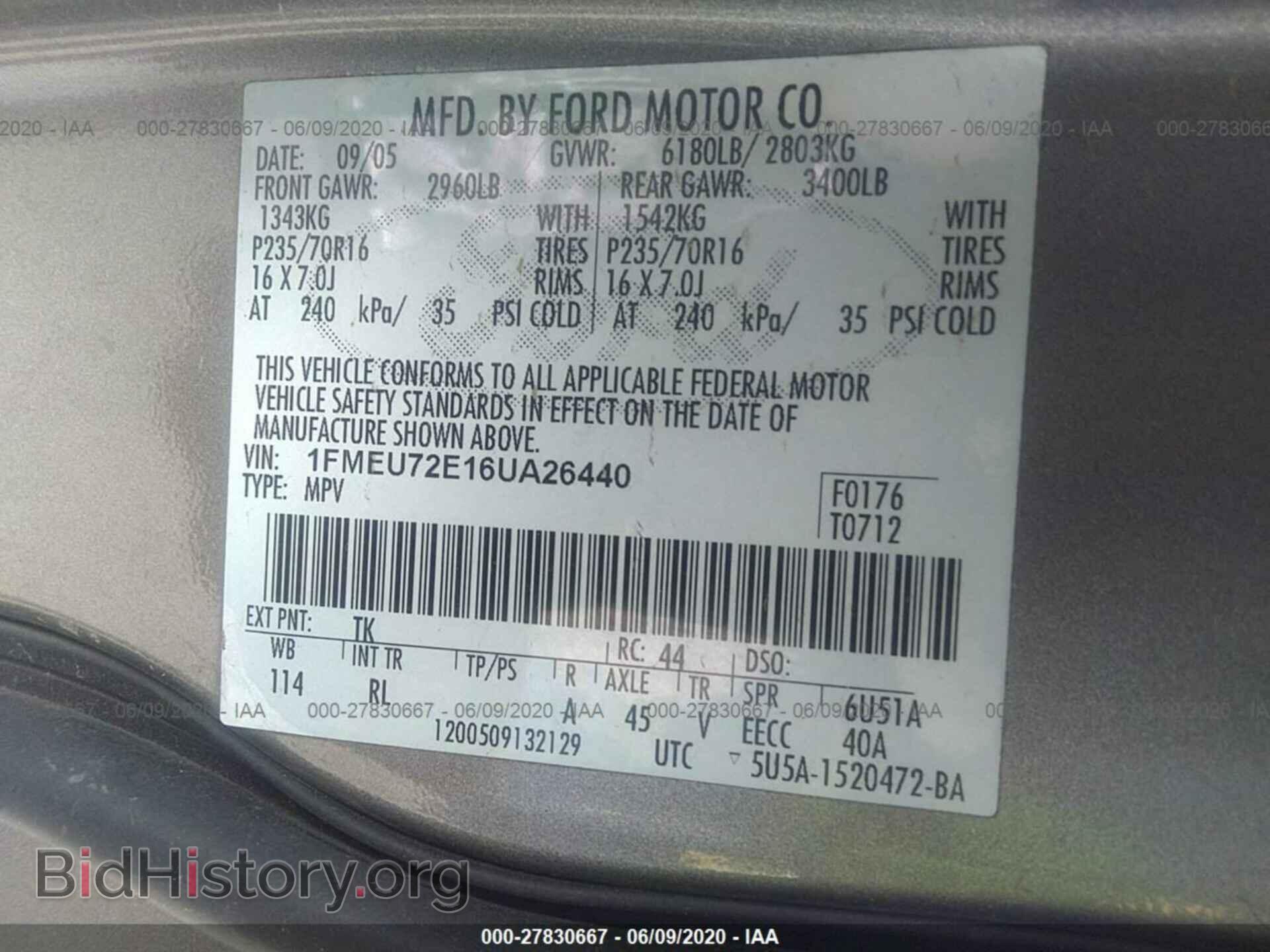 2006 FORD EXPLORER - VIN: 1FMEU72E16UA26440 - Фото 9