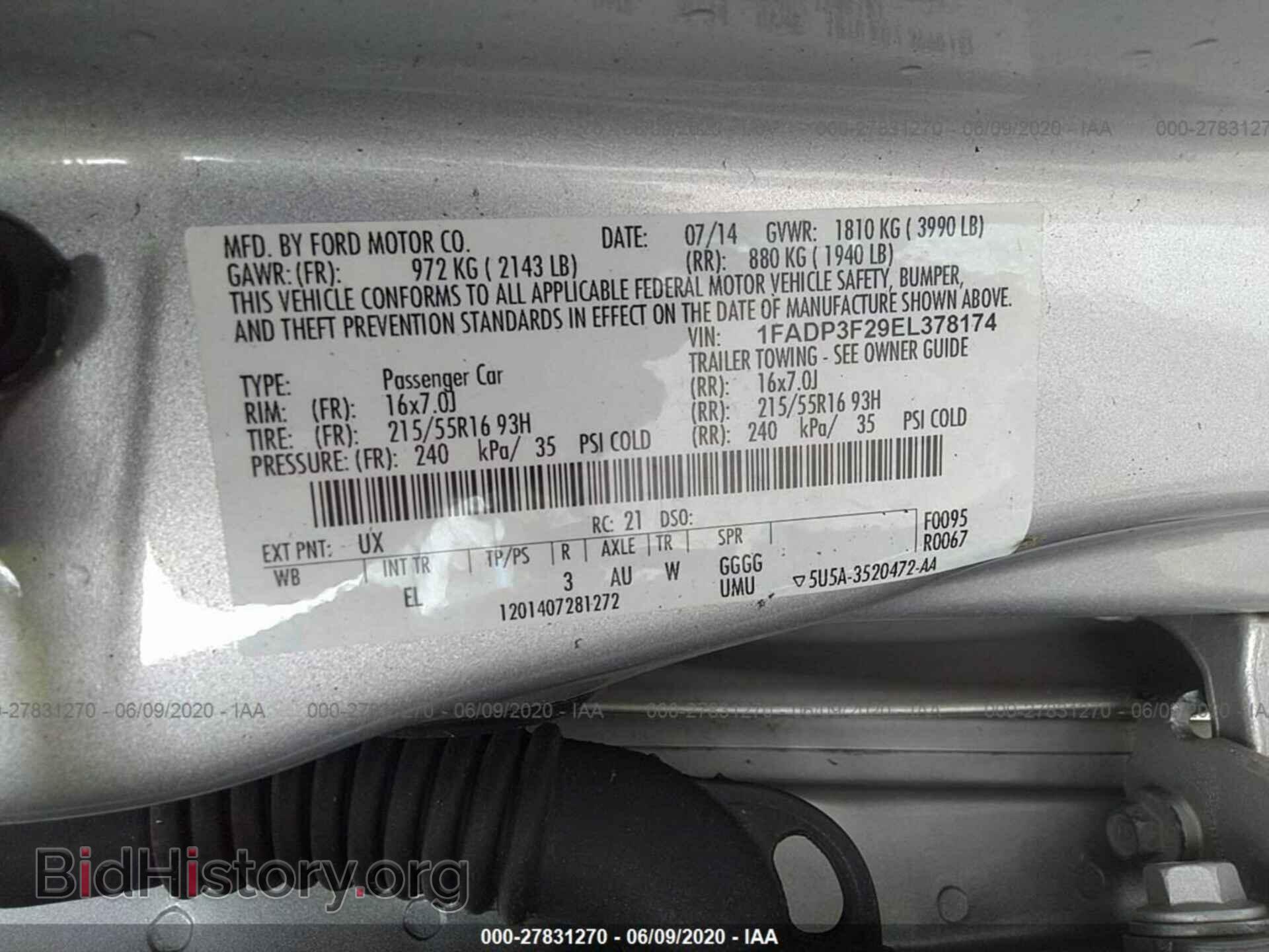 2014 FORD FOCUS - VIN: 1FADP3F29EL378174 - Фото 9
