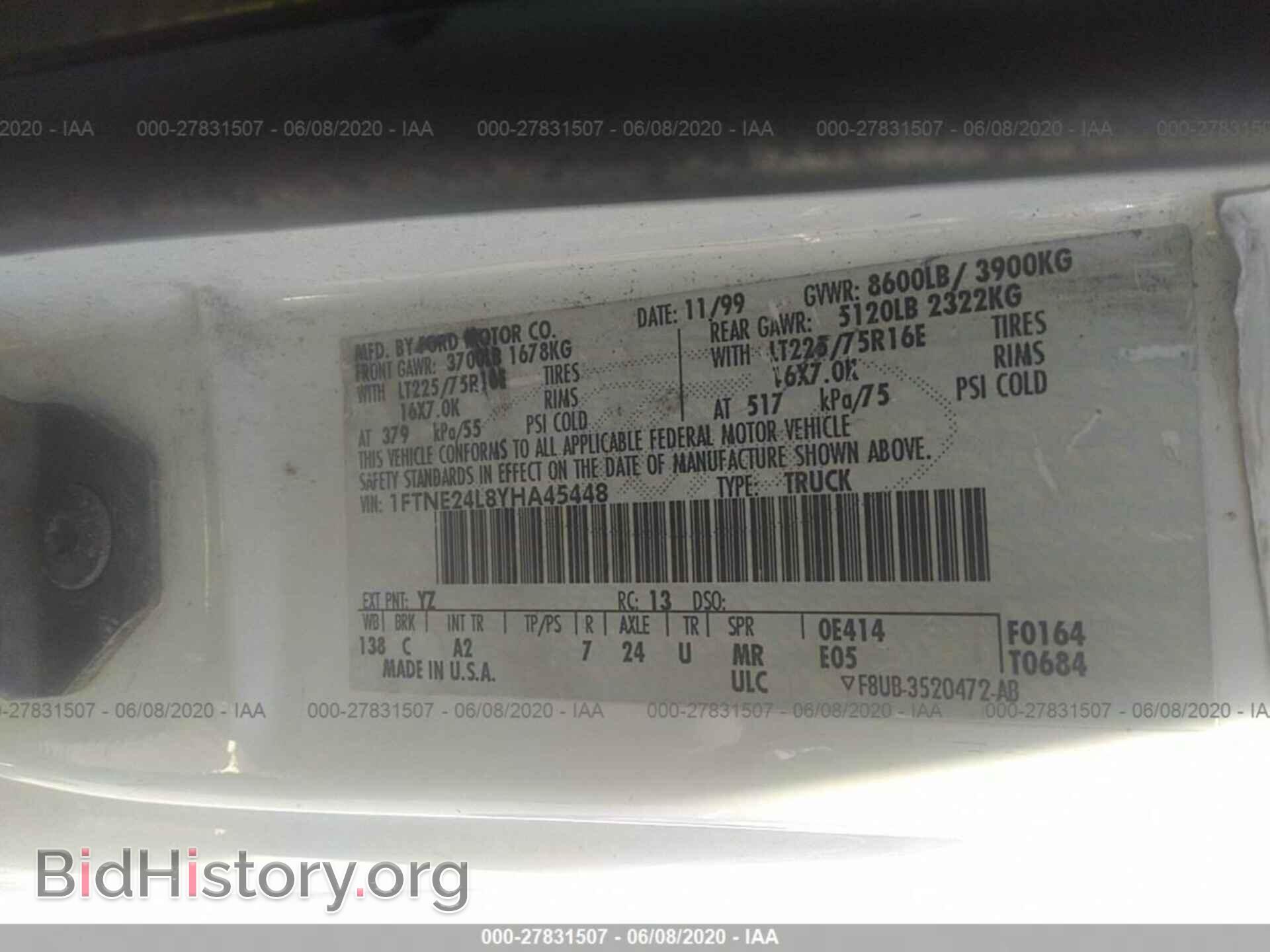 2000 FORD ECONOLINE - VIN: 1FTNE24L8YHA45448 - Фото 9