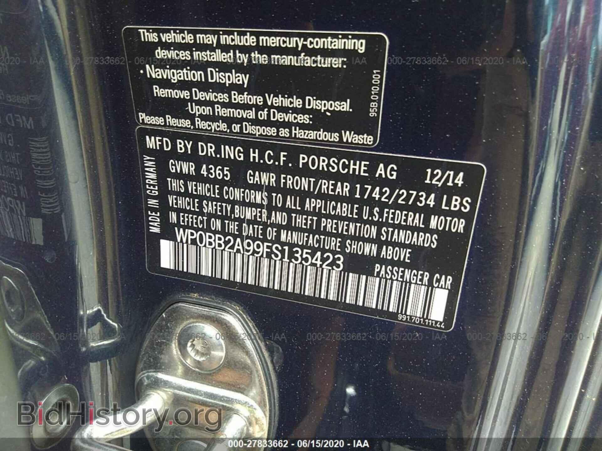 2015 PORSCHE 911 - VIN: WP0BB2A99FS135423 - Фото 9