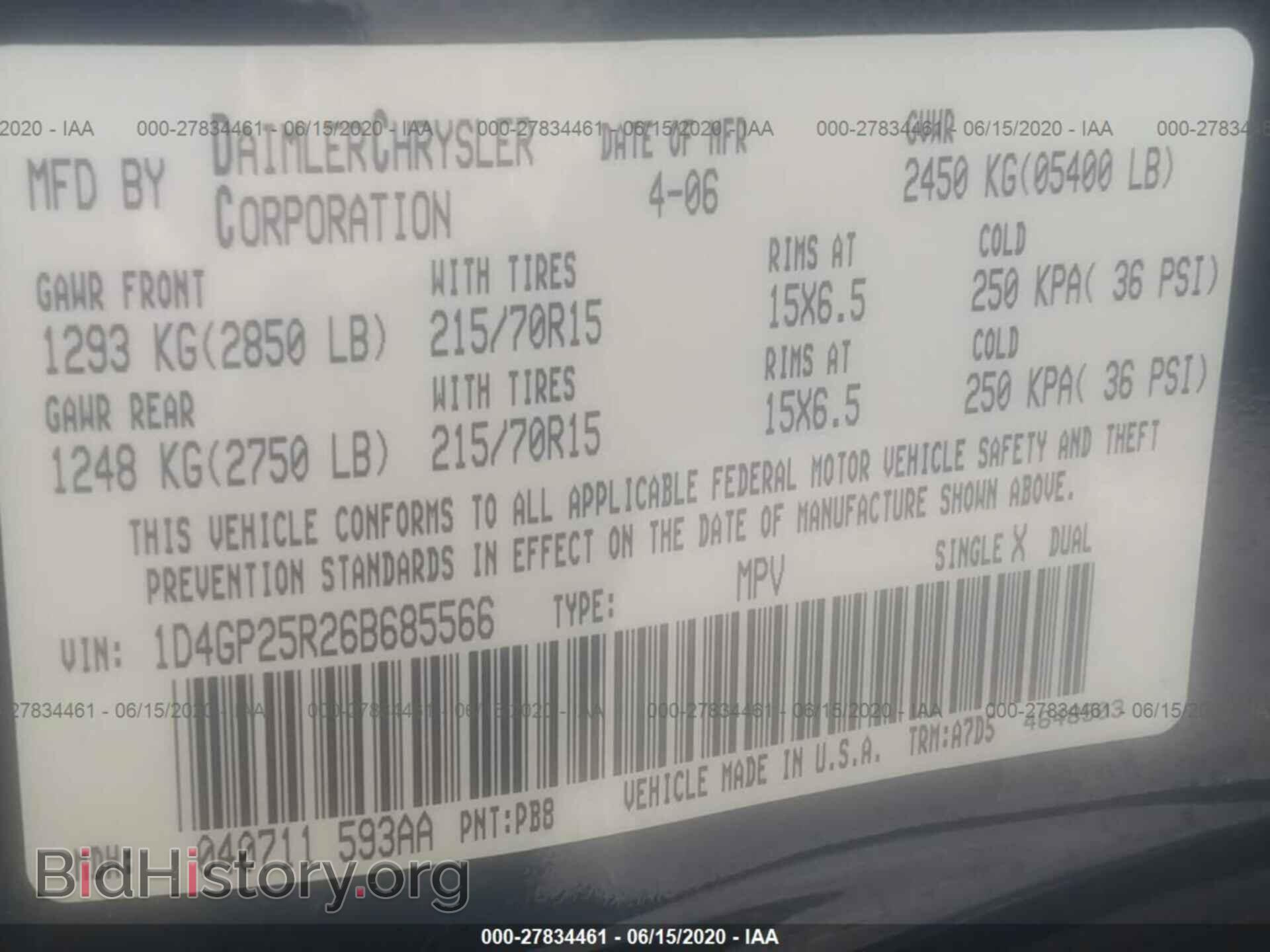 2006 DODGE CARAVAN - VIN: 1D4GP25R26B685566 - Фото 9