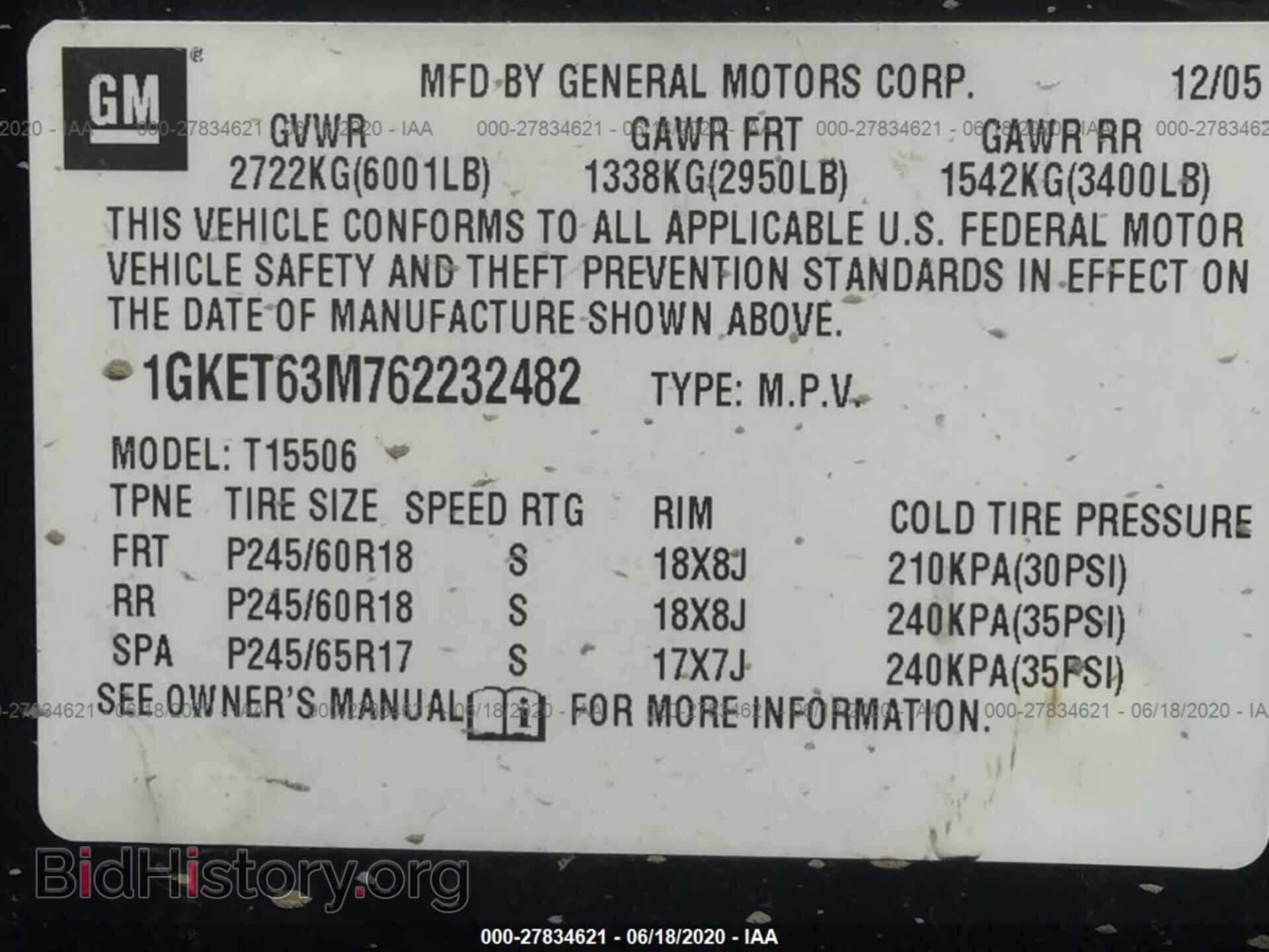 2006 GMC ENVOY - VIN: 1GKET63M762232482 - Фото 9