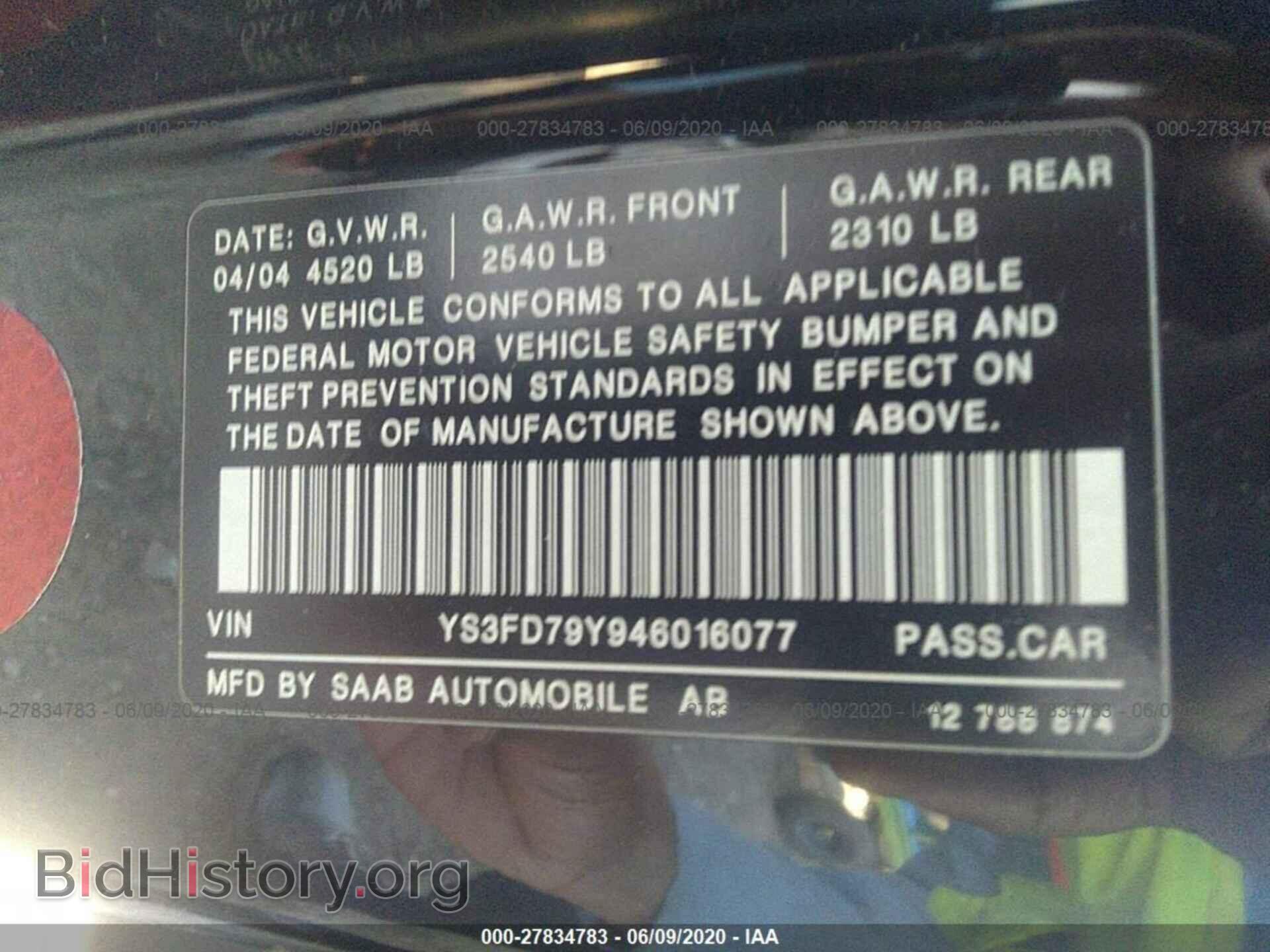 2004 SAAB 9-3 - VIN: YS3FD79Y946016077 - Фото 9