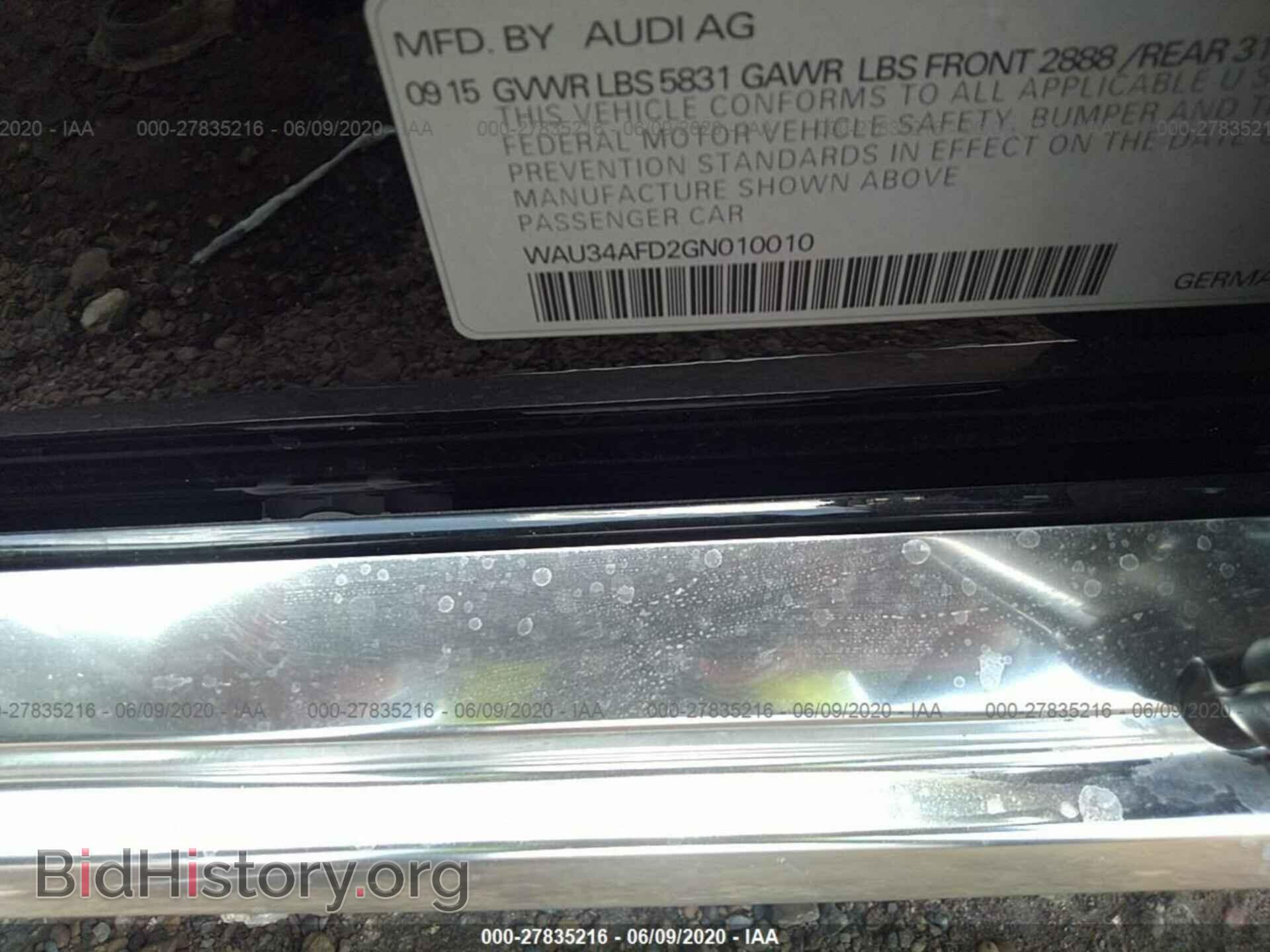 2016 AUDI A8 - VIN: WAU34AFD2GN010010 - Фото 9