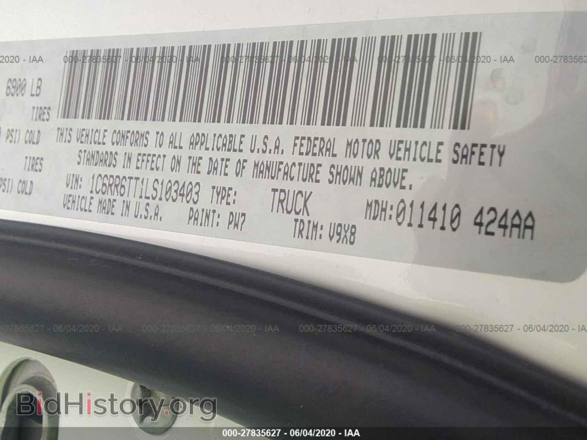 2020 RAM 1500 CLASSIC - VIN: 1C6RR6TT1LS103403 - Фото 9