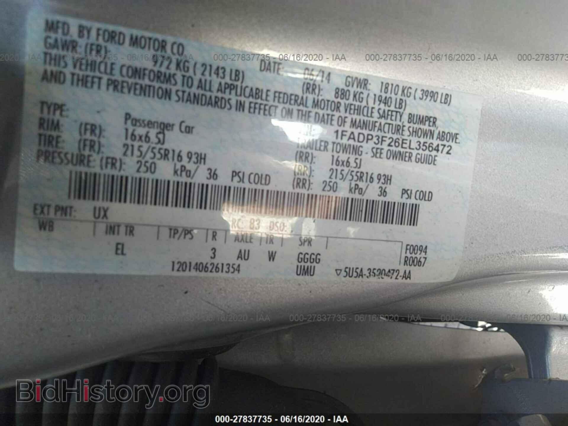 2014 FORD FOCUS - VIN: 1FADP3F26EL356472 - Фото 9