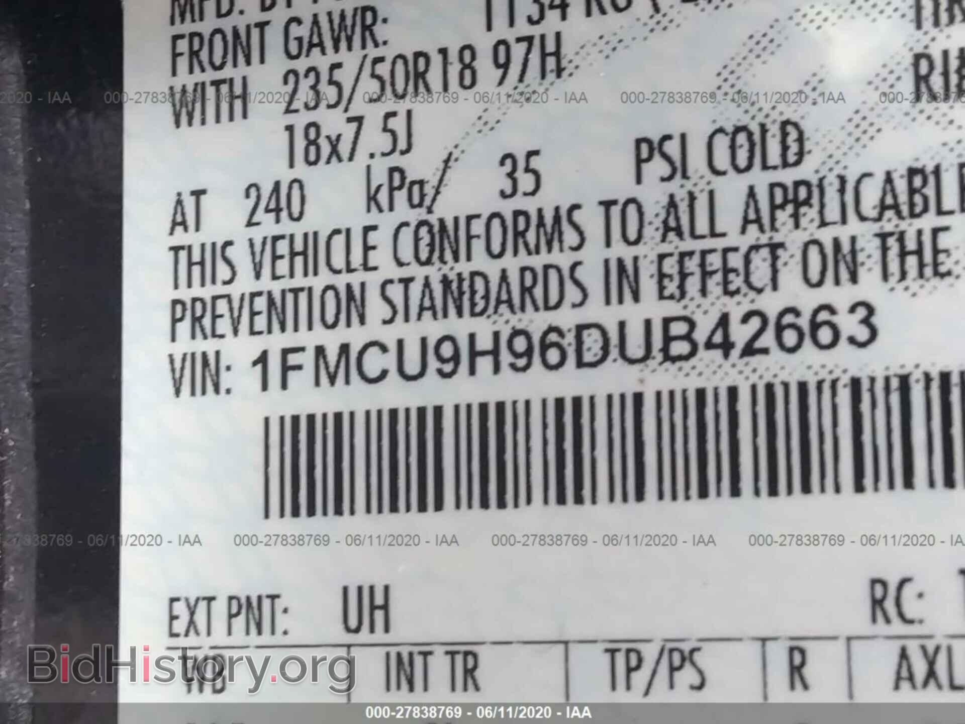 2013 FORD ESCAPE - VIN: 1FMCU9H96DUB42663 - Фото 9