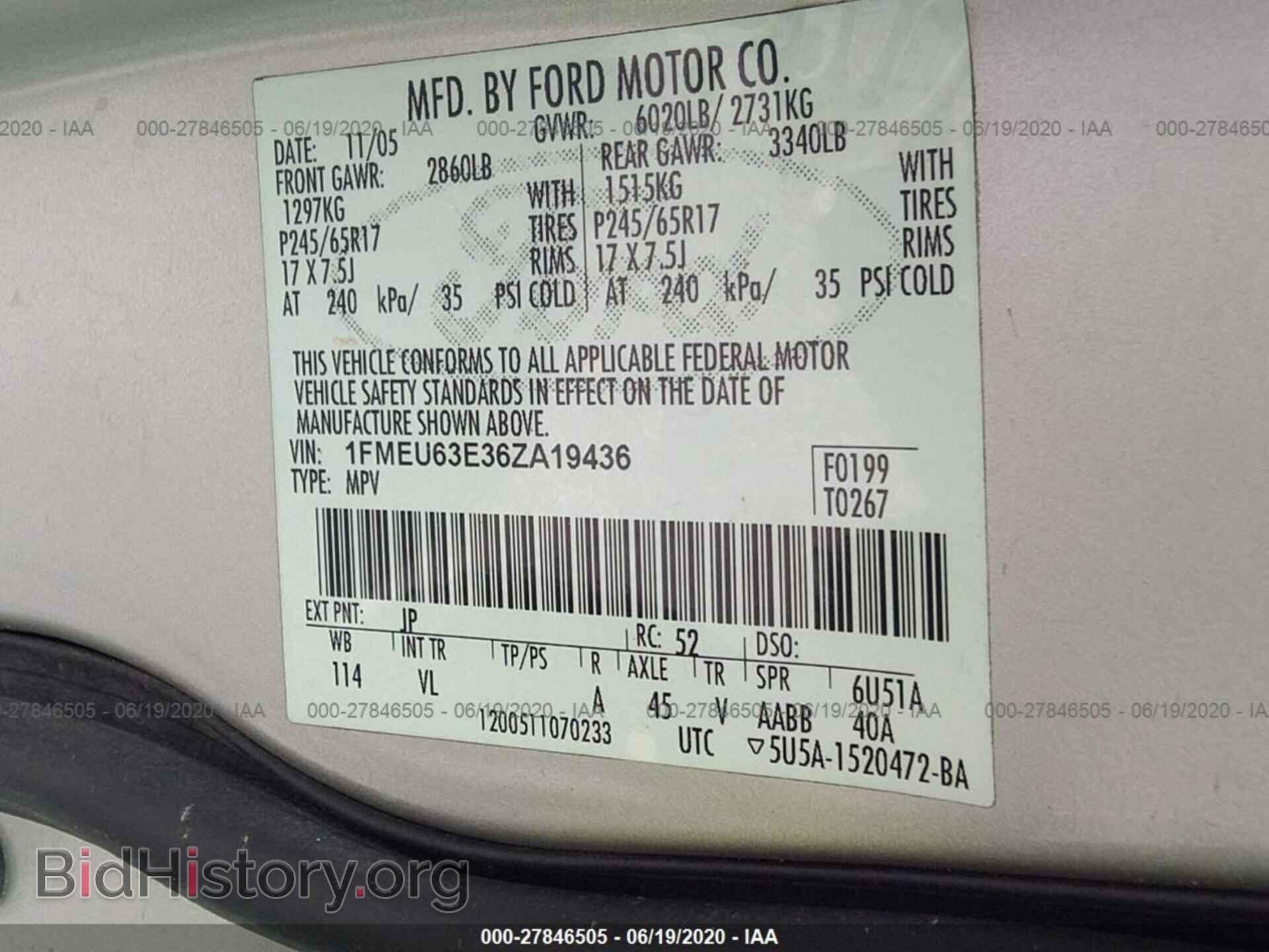 2006 FORD EXPLORER - VIN: 1FMEU63E36ZA19436 - Фото 9