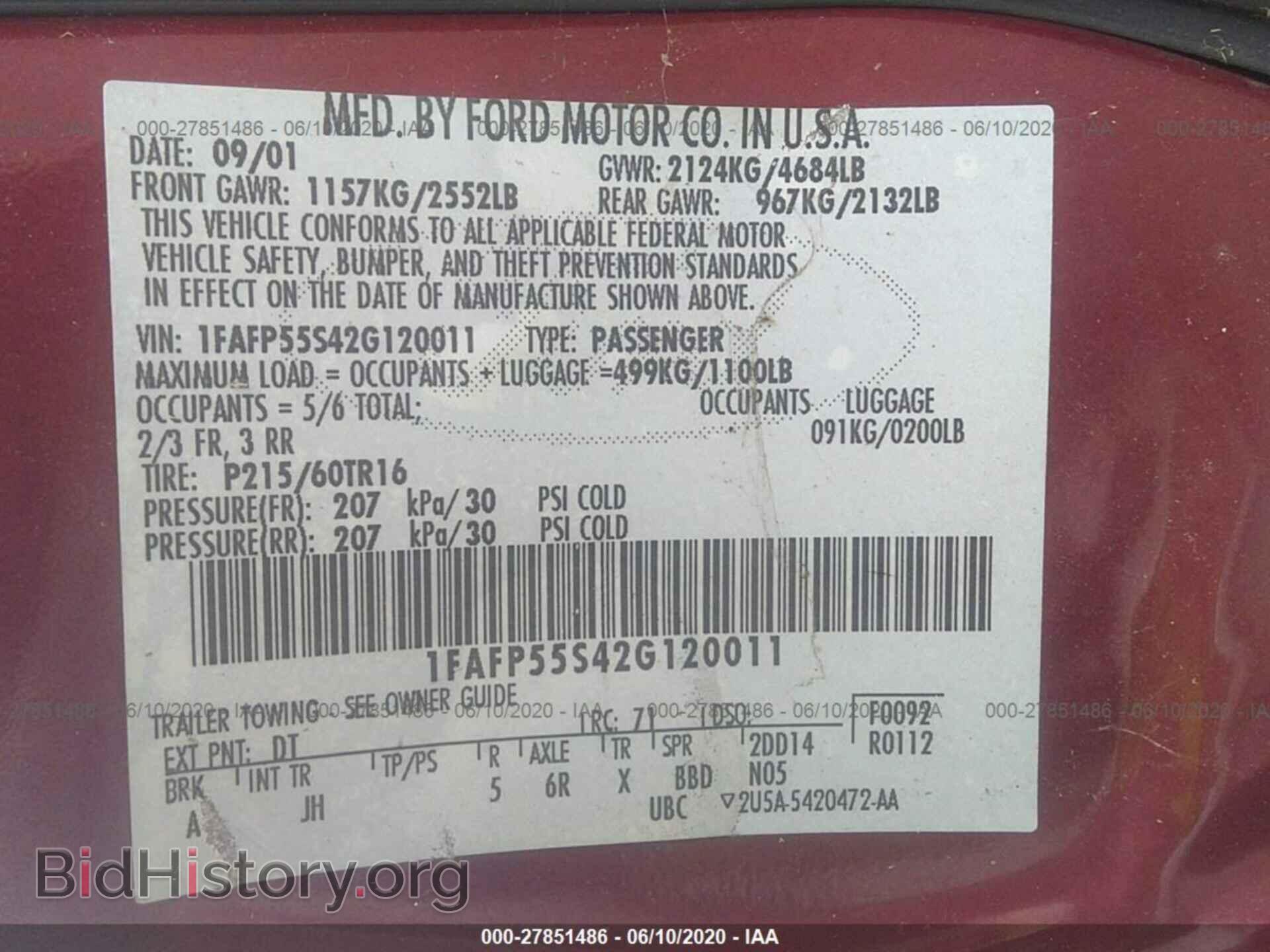 2002 FORD TAURUS - VIN: 1FAFP55S42G120011 - Фото 9