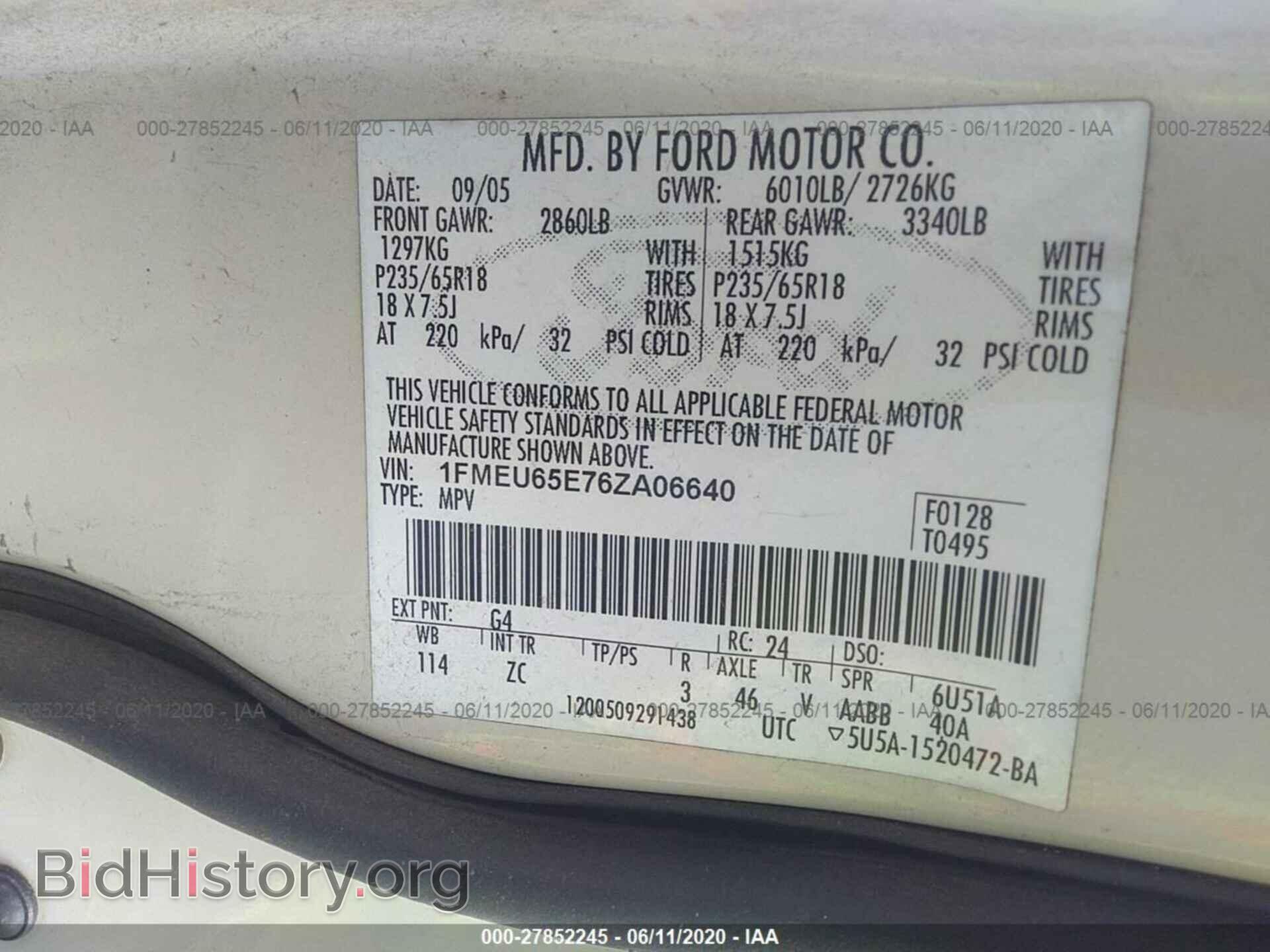 2006 FORD EXPLORER - VIN: 1FMEU65E76ZA06640 - Фото 9