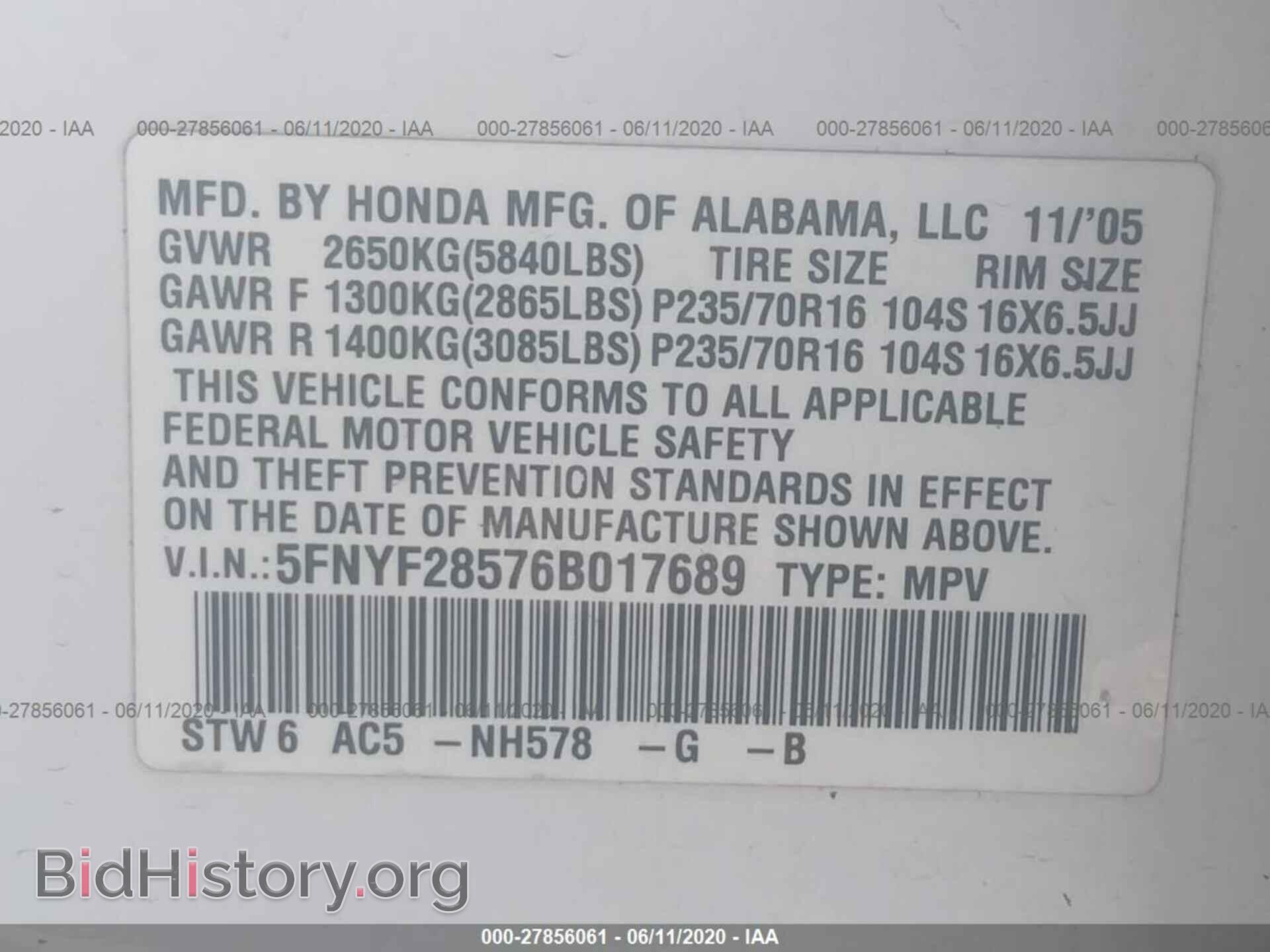 2006 HONDA PILOT - VIN: 5FNYF28576B017689 - Фото 9