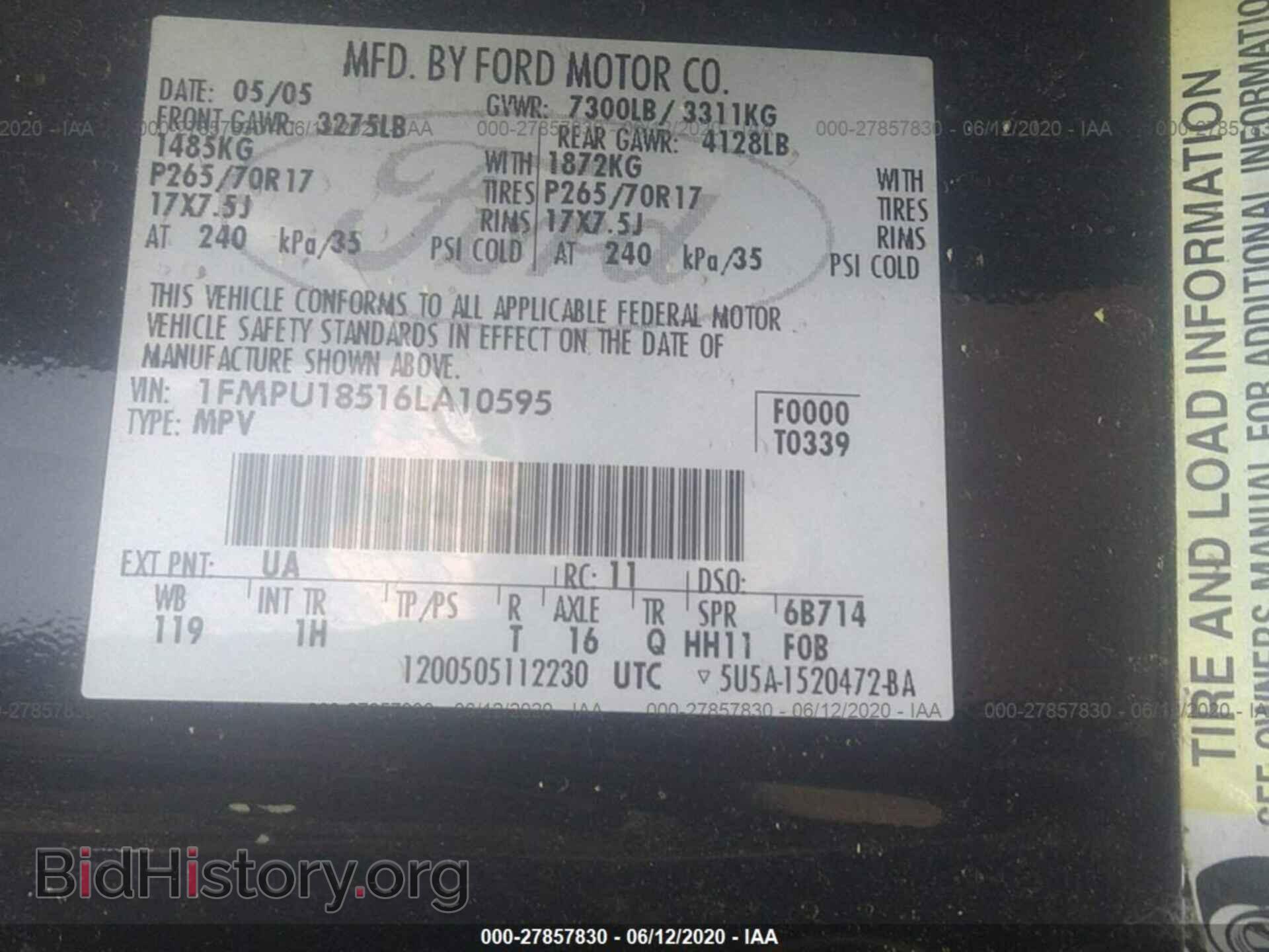 2006 FORD EXPEDITION - VIN: 1FMPU18516LA10595 - Фото 9