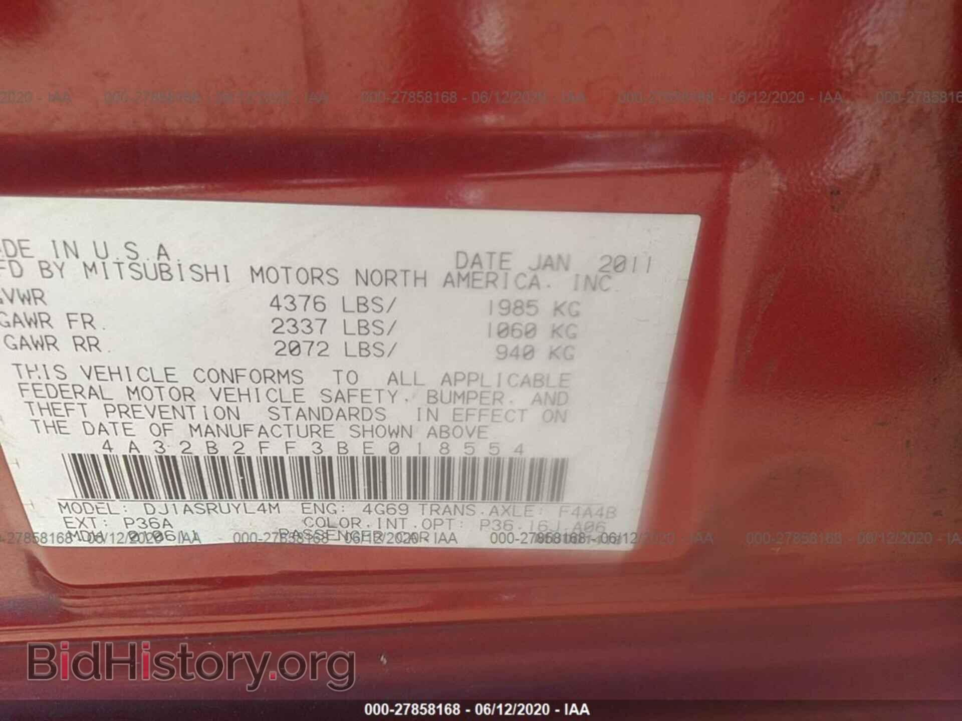2011 MITSUBISHI GALANT - VIN: 4A32B2FF3BE018554 - Фото 9