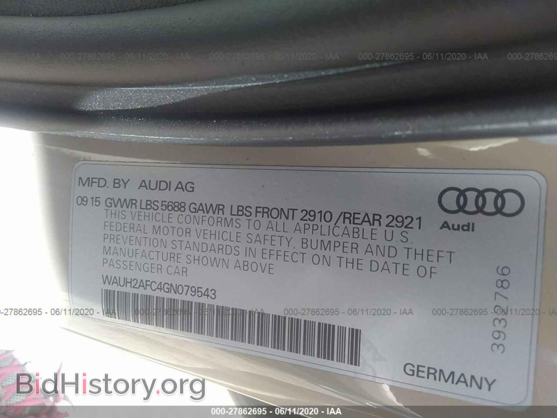 2016 AUDI S6 - VIN: WAUH2AFC4GN079543 - Фото 9