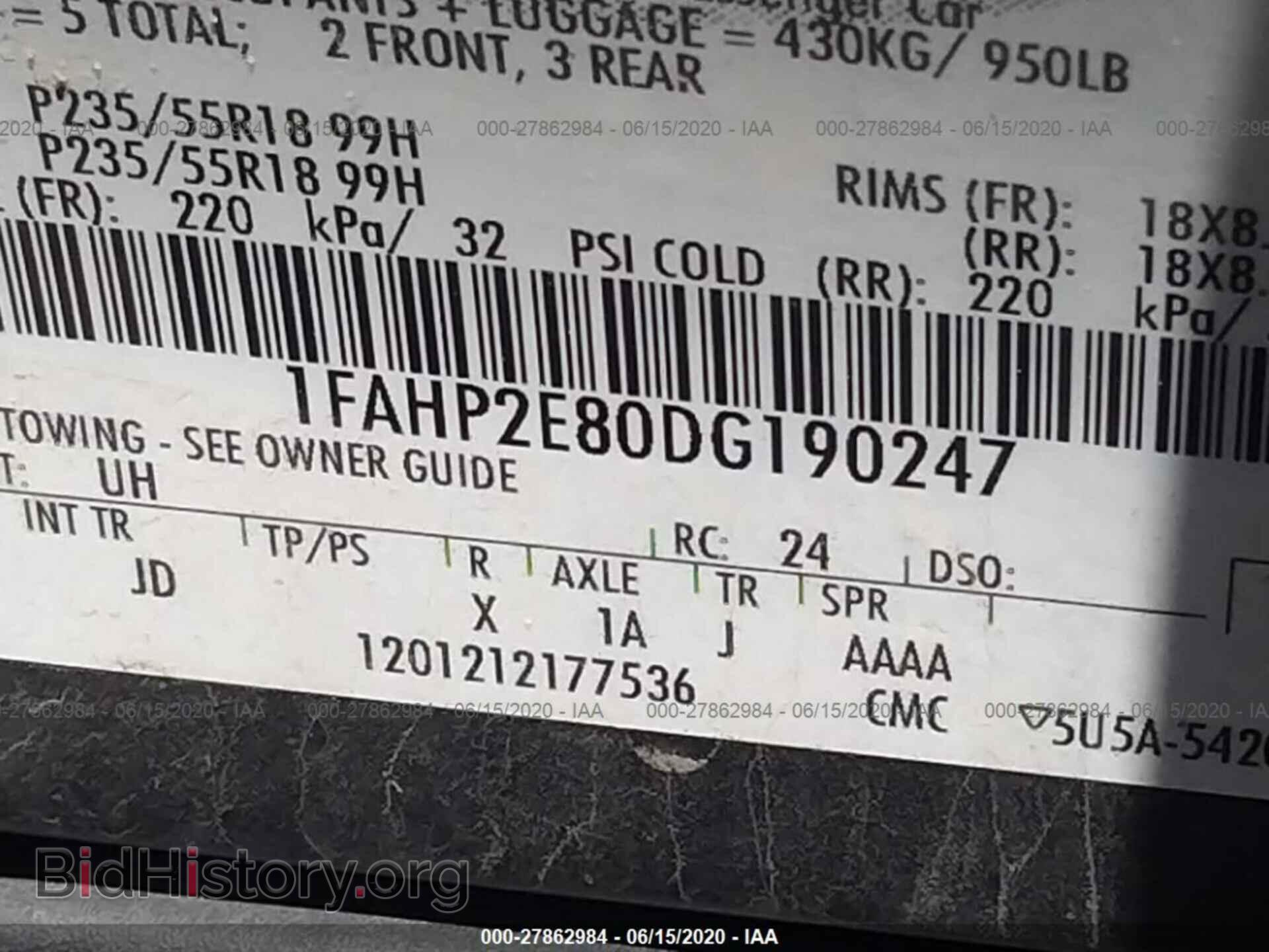 2013 FORD TAURUS - VIN: 1FAHP2E80DG190247 - Photo 9