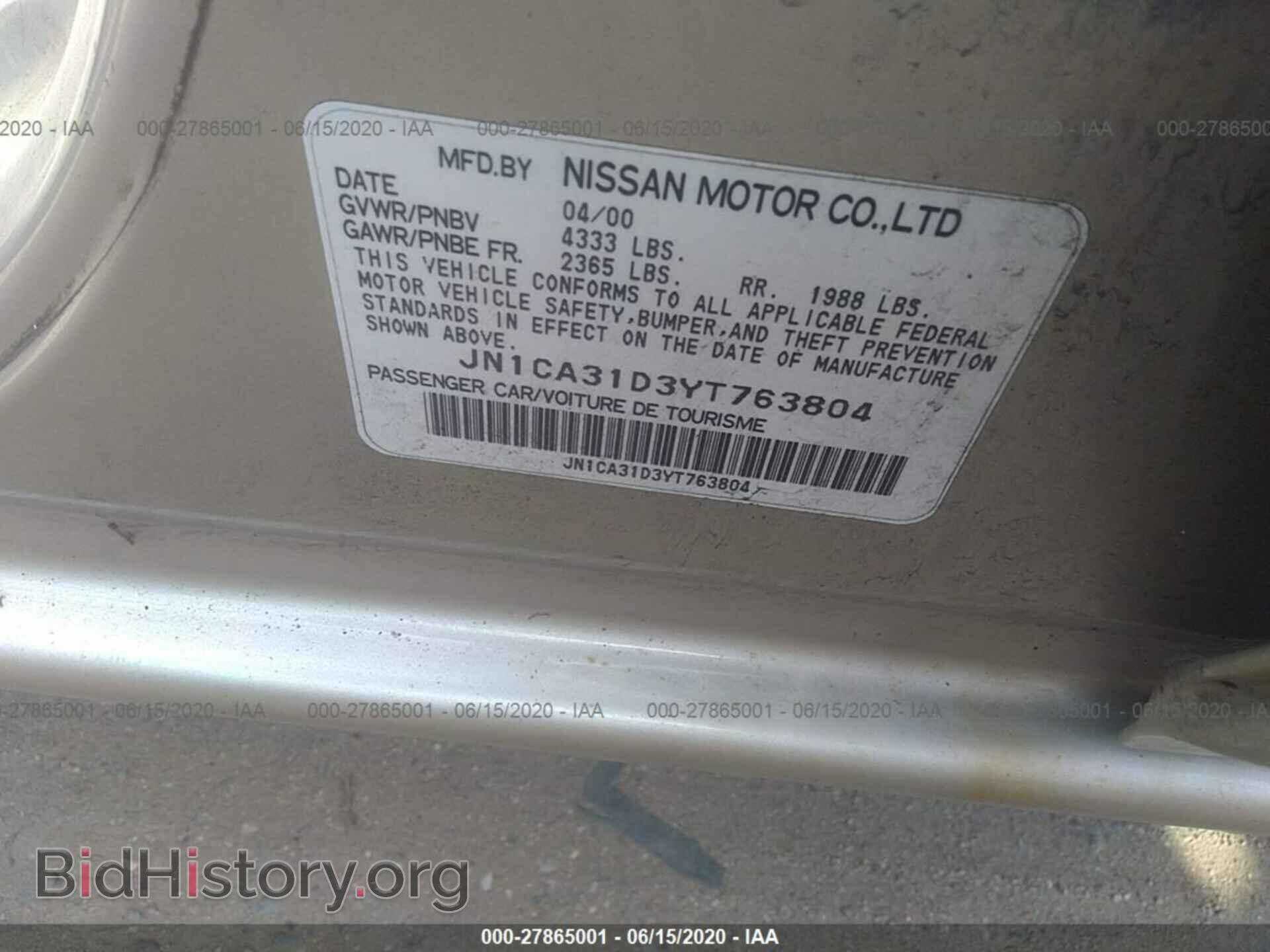 2000 NISSAN MAXIMA - VIN: JN1CA31D3YT763804 - Фото 9