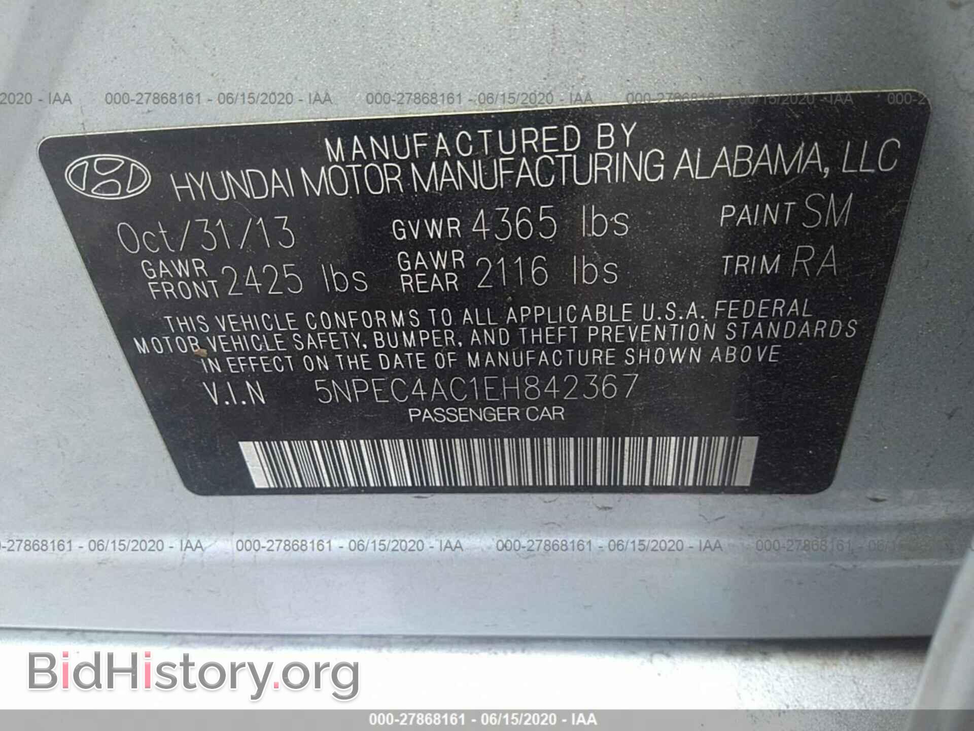 2014 HYUNDAI SONATA - VIN: 5NPEC4AC1EH842367 - Фото 9