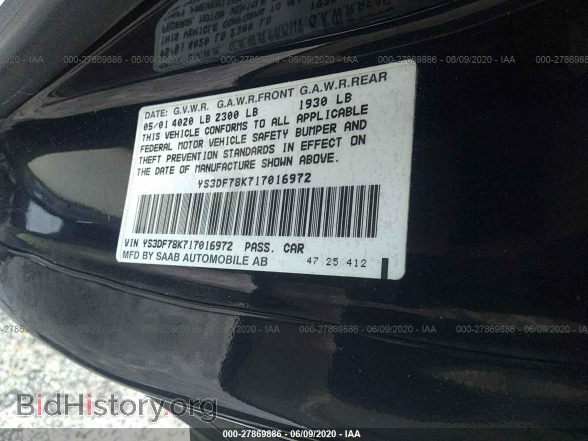 2001 SAAB 9-3 - VIN: YS3DF78K717016972 - Фото 9