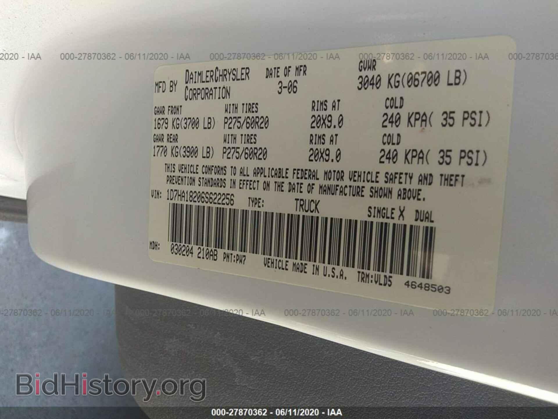 2006 DODGE RAM 1500 - VIN: 1D7HA18206S622256 - Фото 9