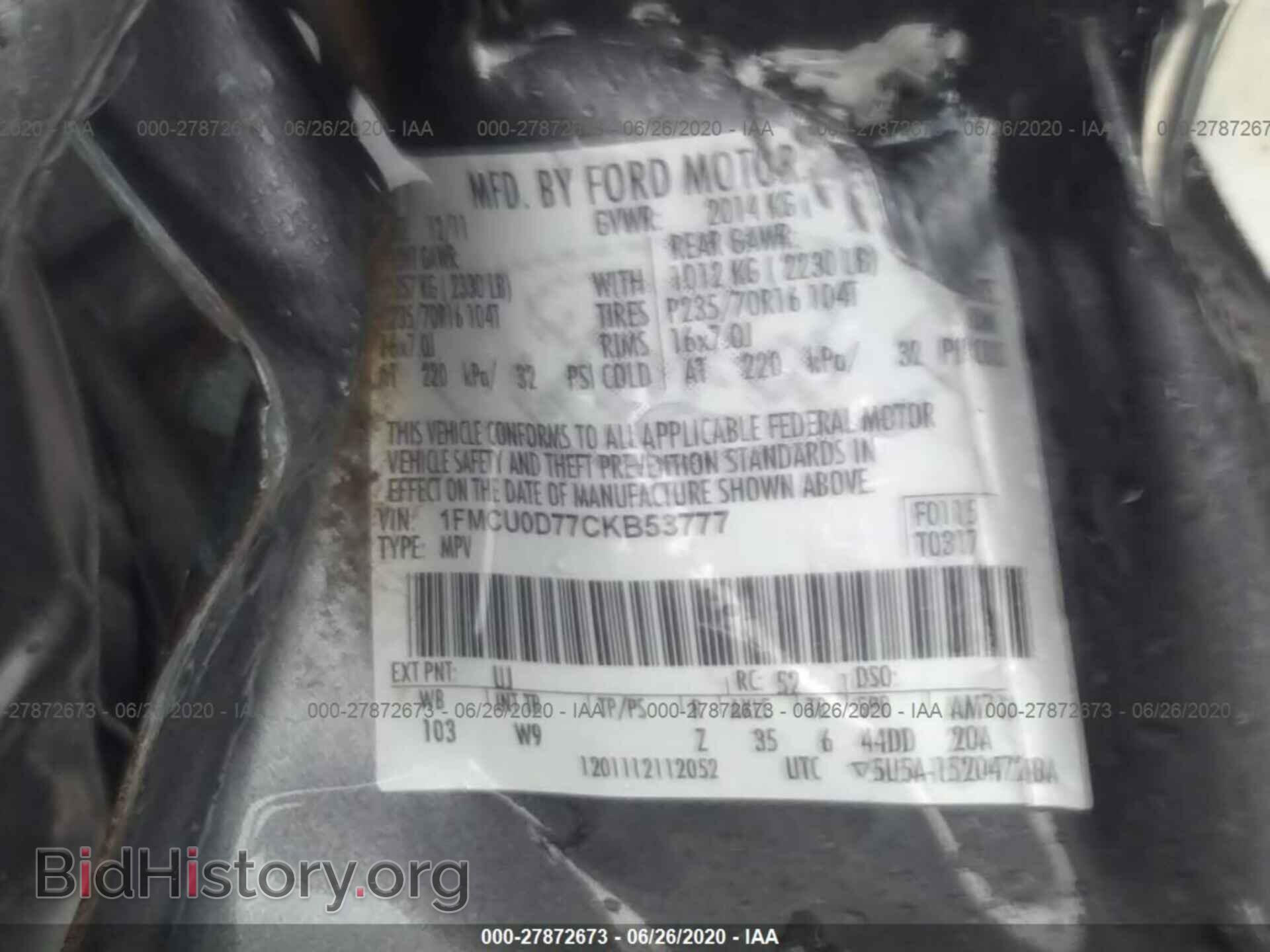 2012 FORD ESCAPE - VIN: 1FMCU0D77CKB53777 - Фото 9
