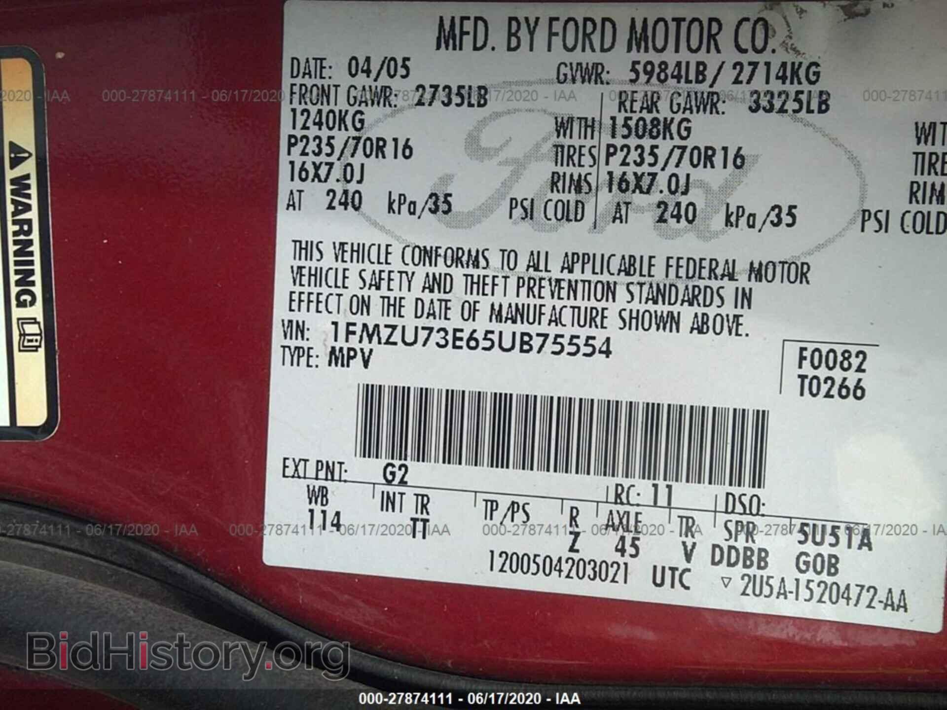 2005 FORD EXPLORER - VIN: 1FMZU73E65UB75554 - Фото 9