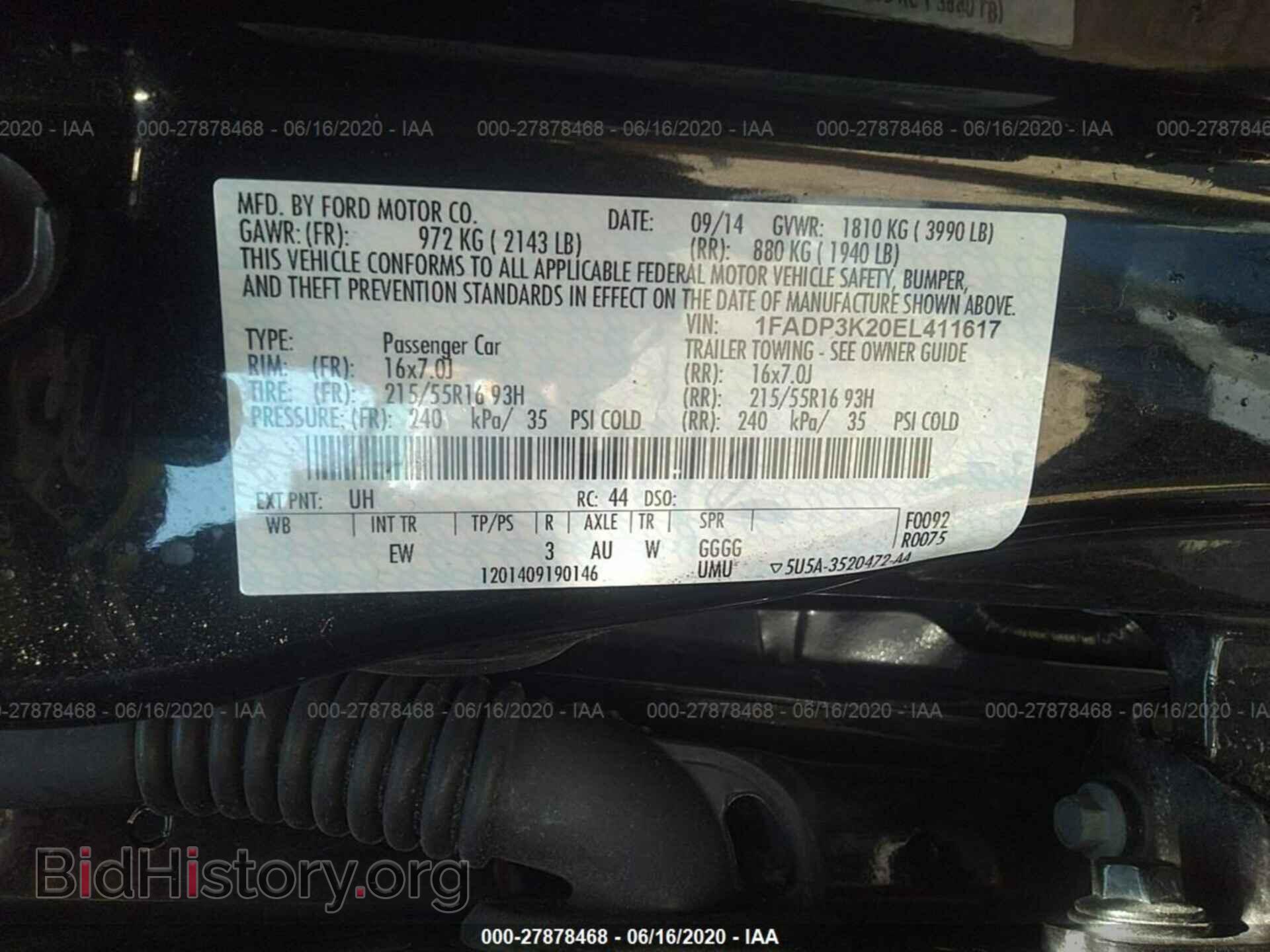 2014 FORD FOCUS - VIN: 1FADP3K20EL411617 - Фото 9
