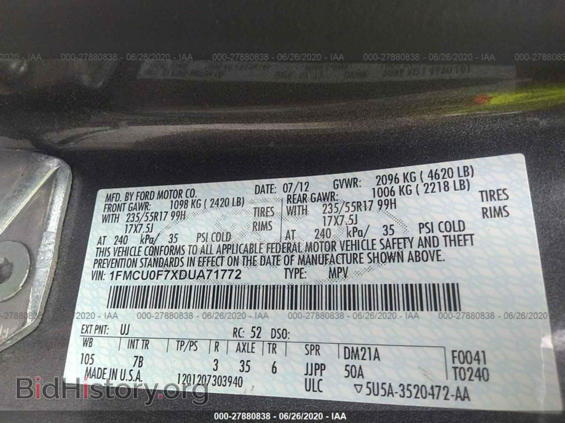2013 FORD ESCAPE - VIN: 1FMCU0F7XDUA71772 - Photo 9