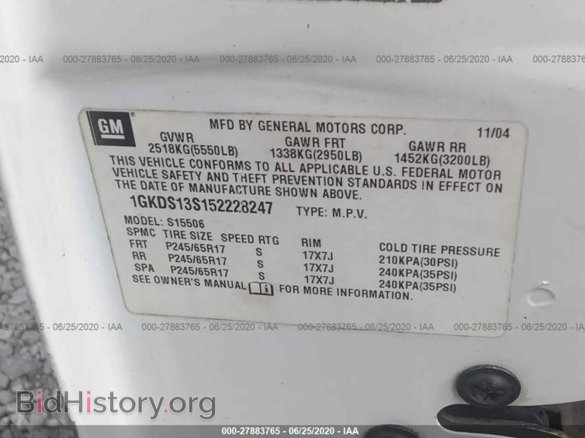 2005 GMC ENVOY - VIN: 1GKDS13S152228247 - Photo 9