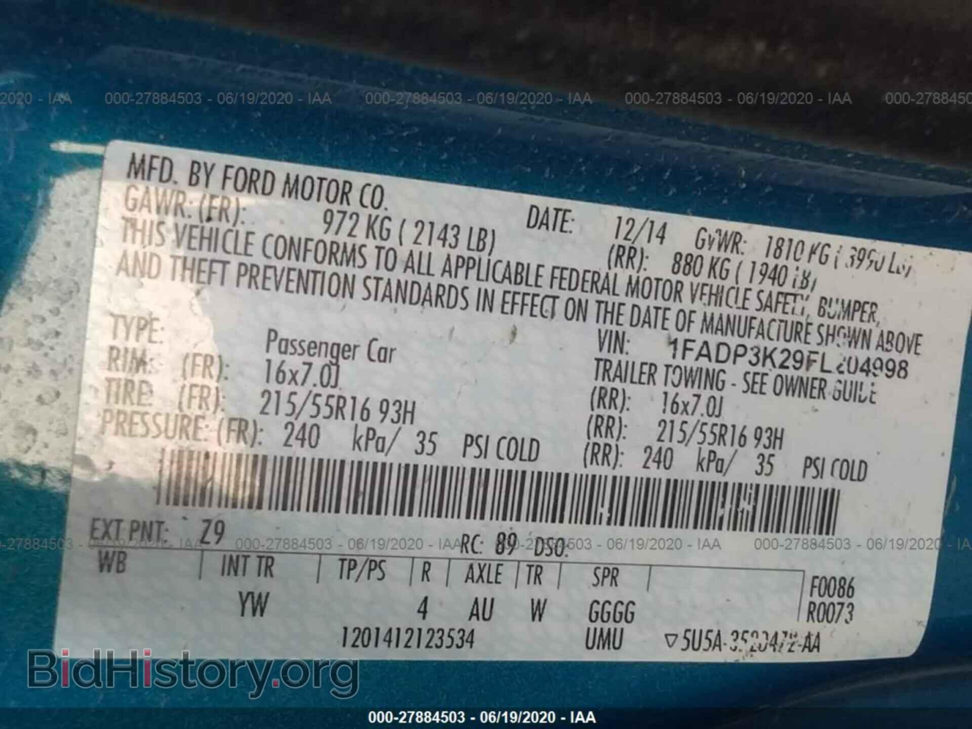 2015 FORD FOCUS - VIN: 1FADP3K29FL204998 - Фото 9