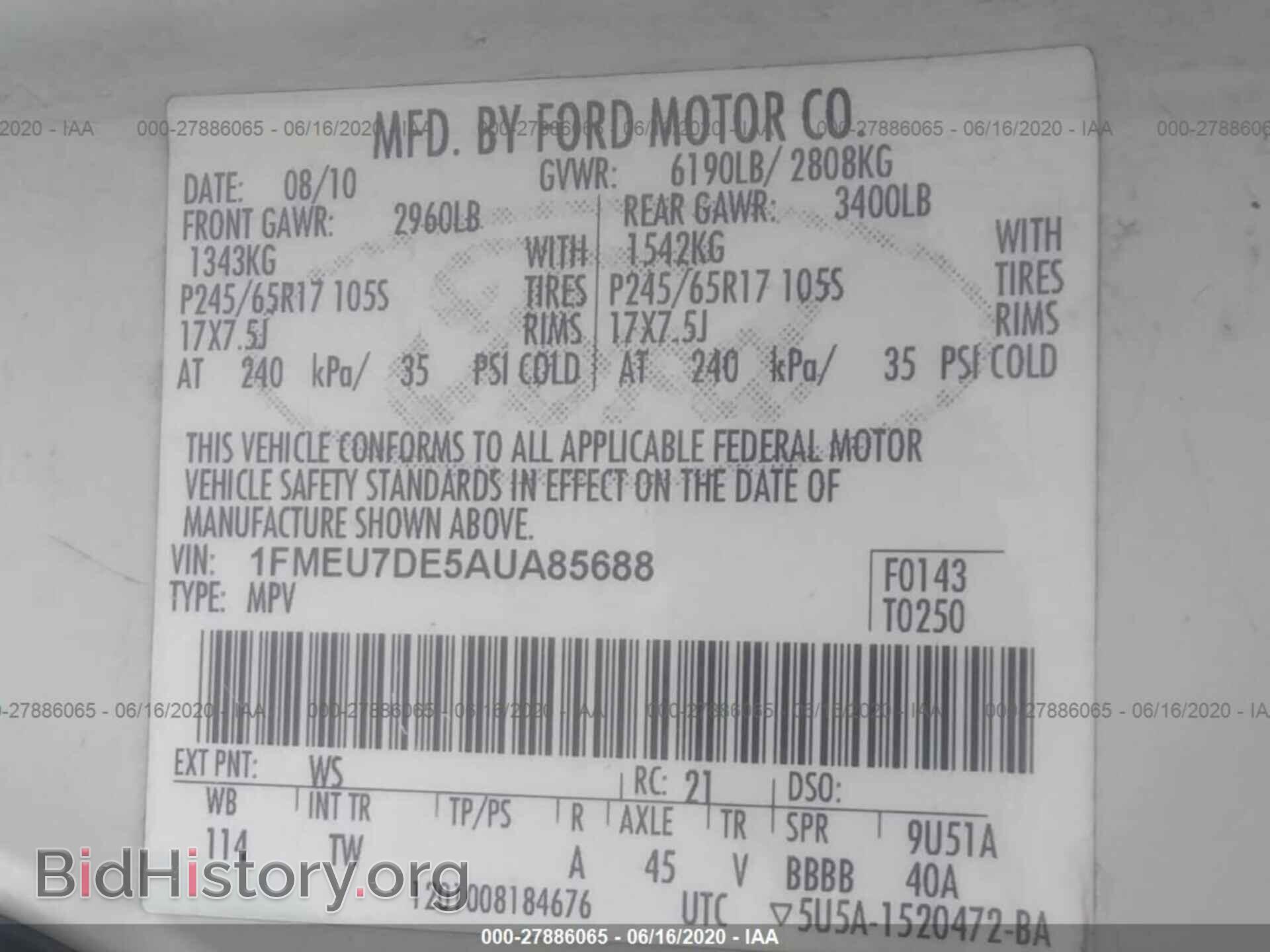 2010 FORD EXPLORER - VIN: 1FMEU7DE5AUA85688 - Photo 9