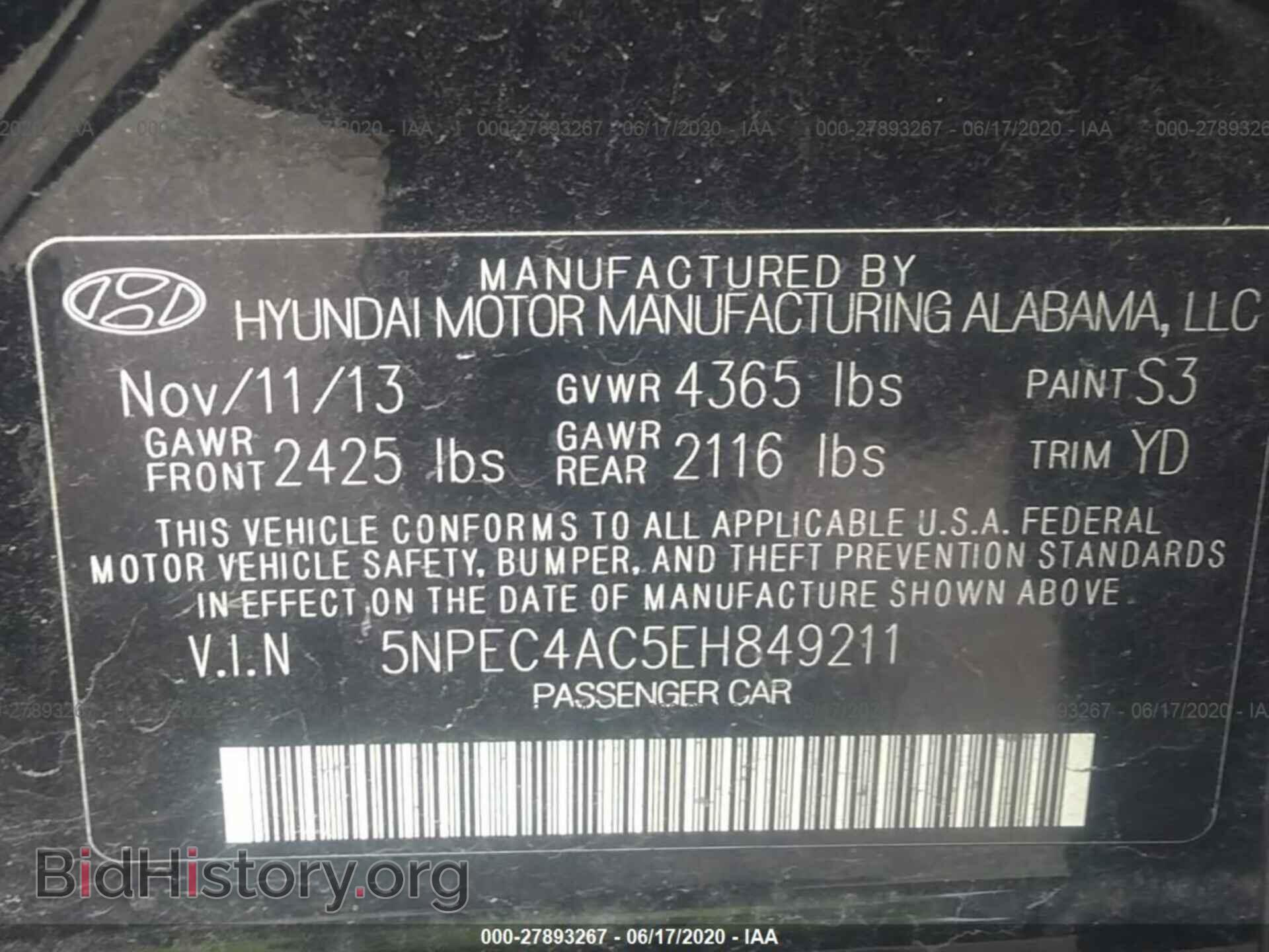 2014 HYUNDAI SONATA - VIN: 5NPEC4AC5EH849211 - Фото 9