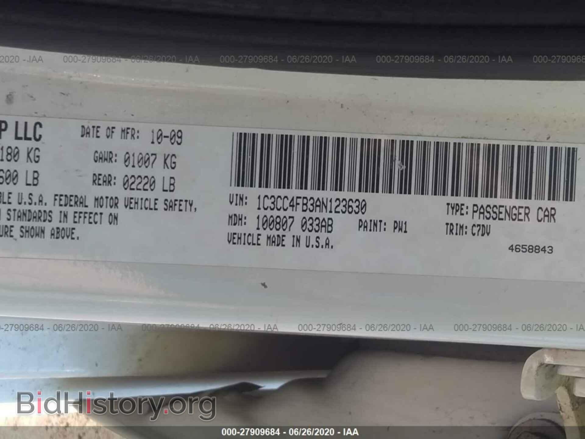 2010 CHRYSLER SEBRING - VIN: 1C3CC4FB3AN123630 - Фото 9