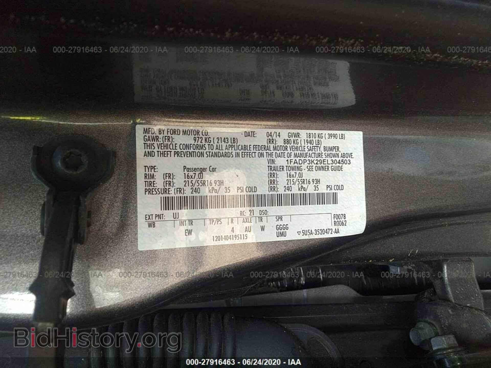 2014 FORD FOCUS - VIN: 1FADP3K29EL304503 - Фото 9