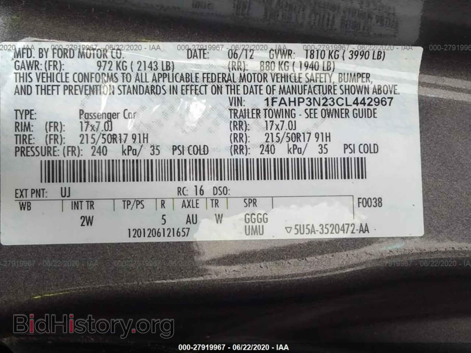 2012 FORD FOCUS - VIN: 1FAHP3N23CL442967 - Фото 9