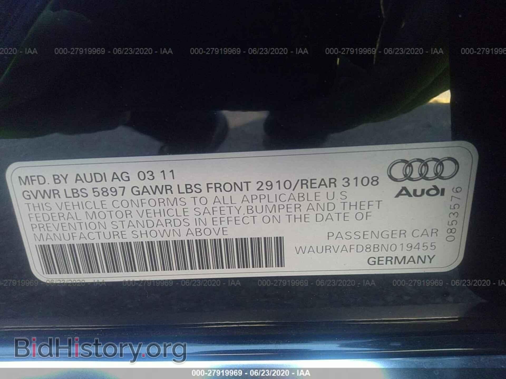 2011 AUDI A8 L - VIN: WAURVAFD8BN019455 - Фото 9