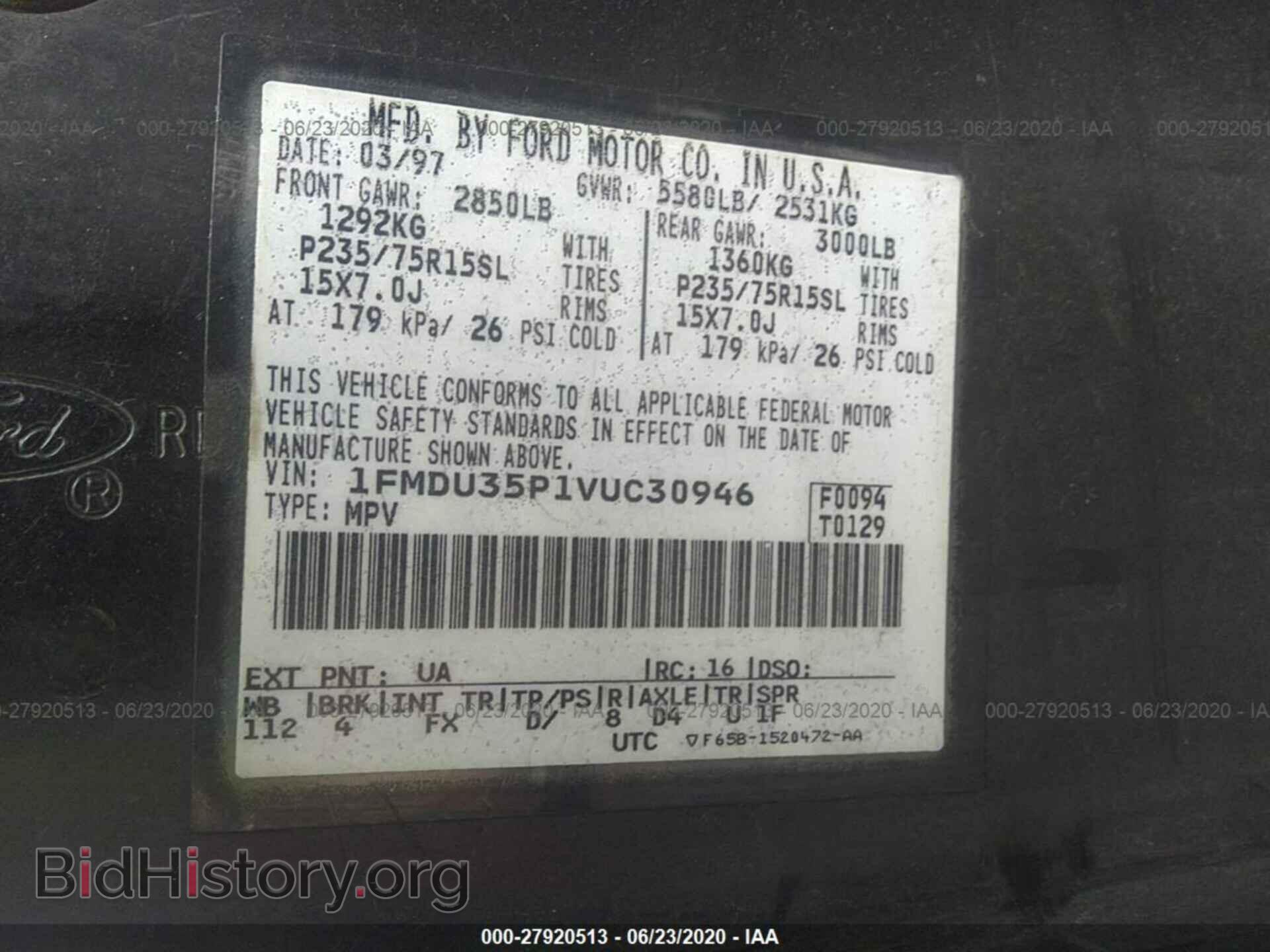 1997 FORD EXPLORER - VIN: 1FMDU35P1VUC30946 - Фото 9