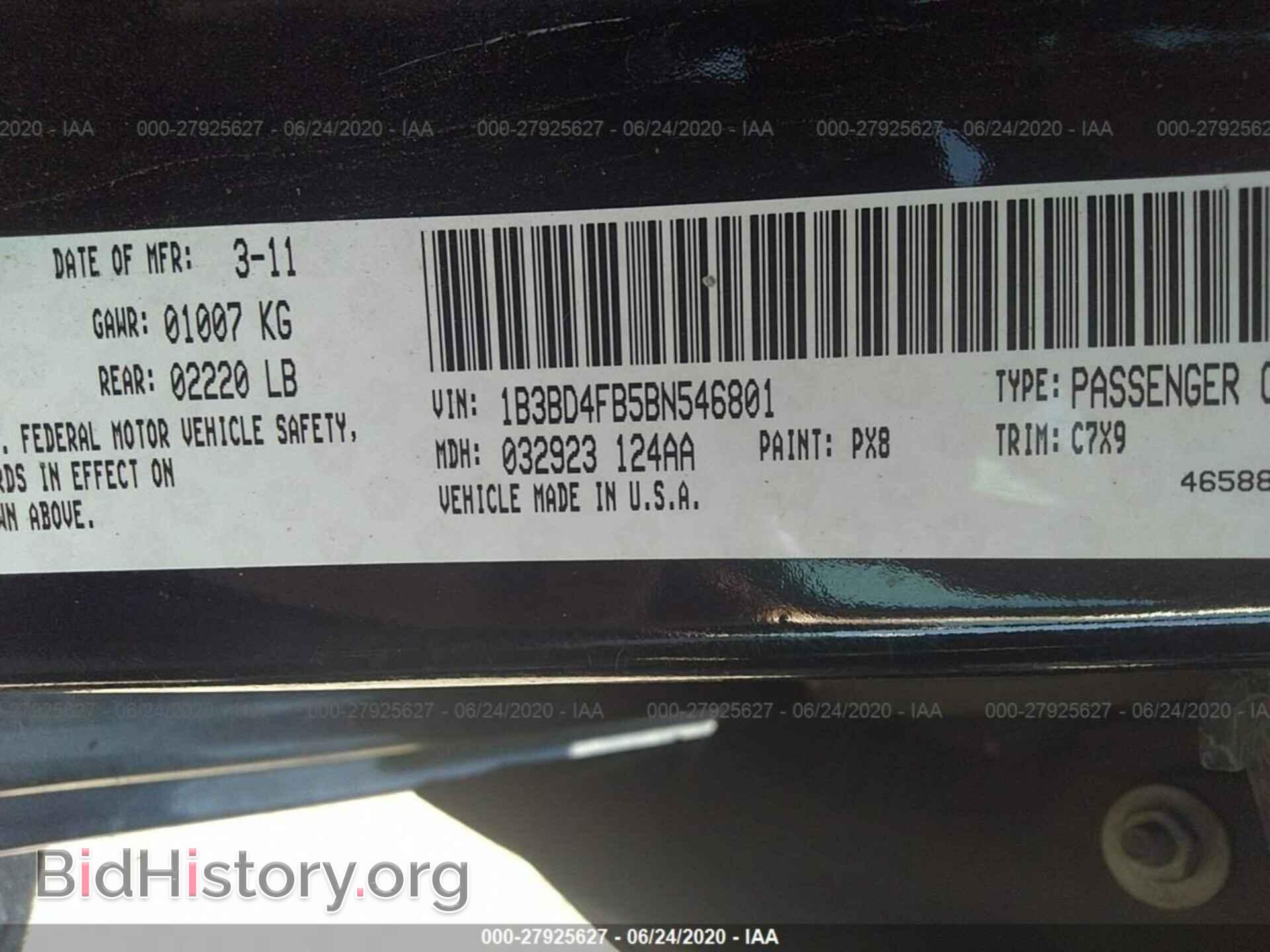 2011 DODGE AVENGER - VIN: 1B3BD4FB5BN546801 - Фото 9